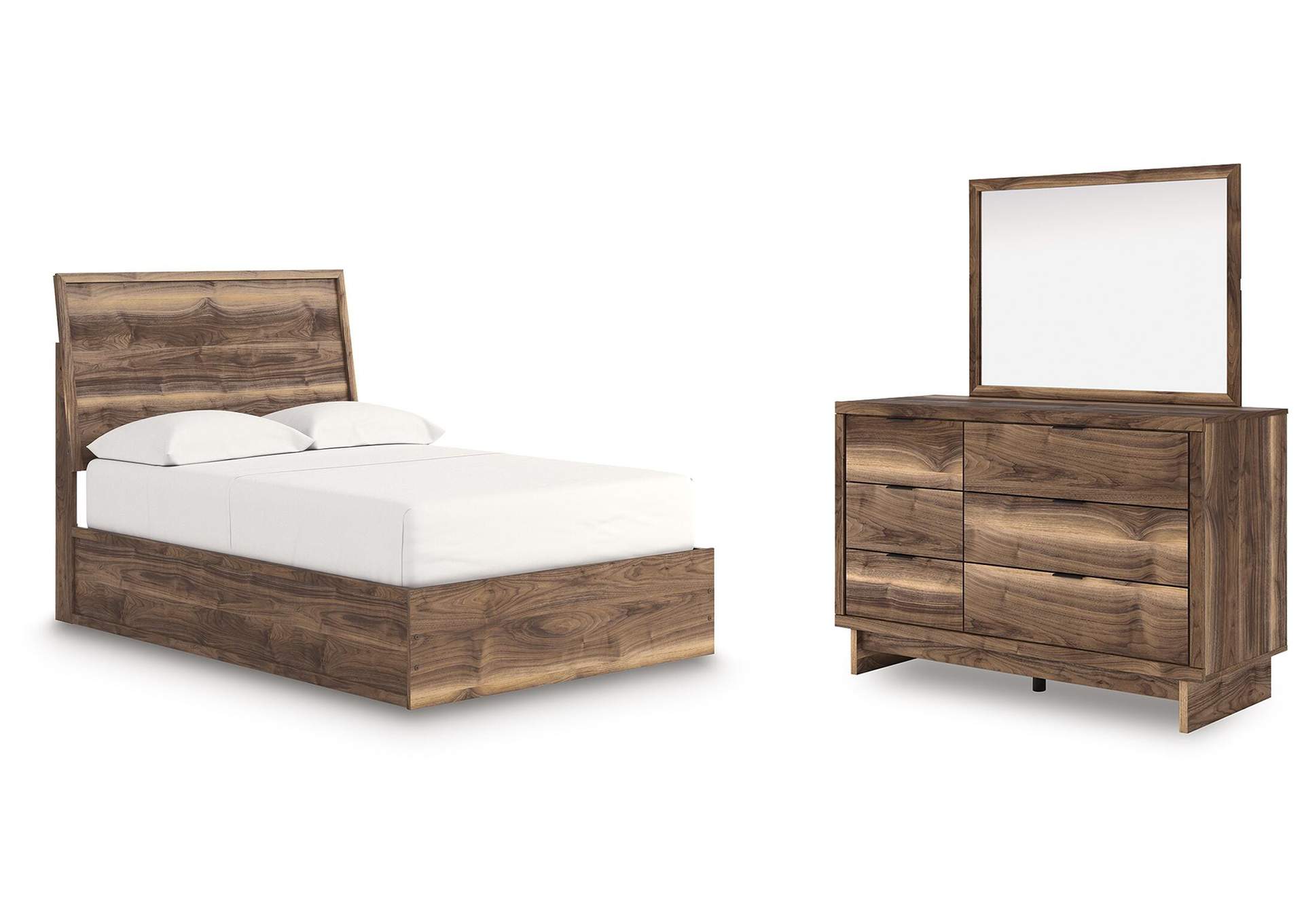 Chirason Full Panel Platform Bed, Dresser and Mirror image 1