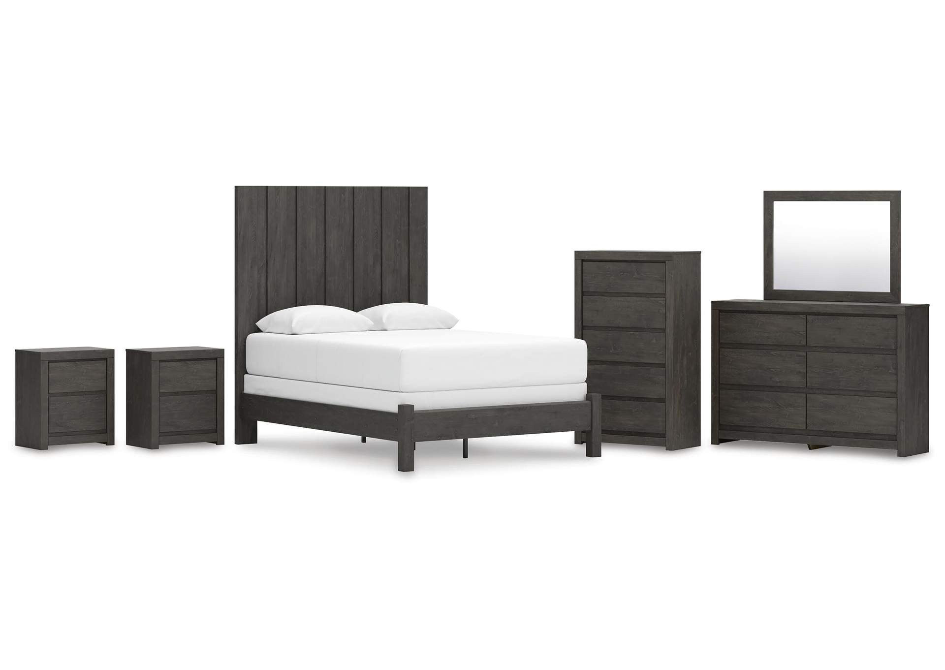 Parlayon Queen Panel Bed, Dresser, Mirror, Chest and 2 Nightstands image 1