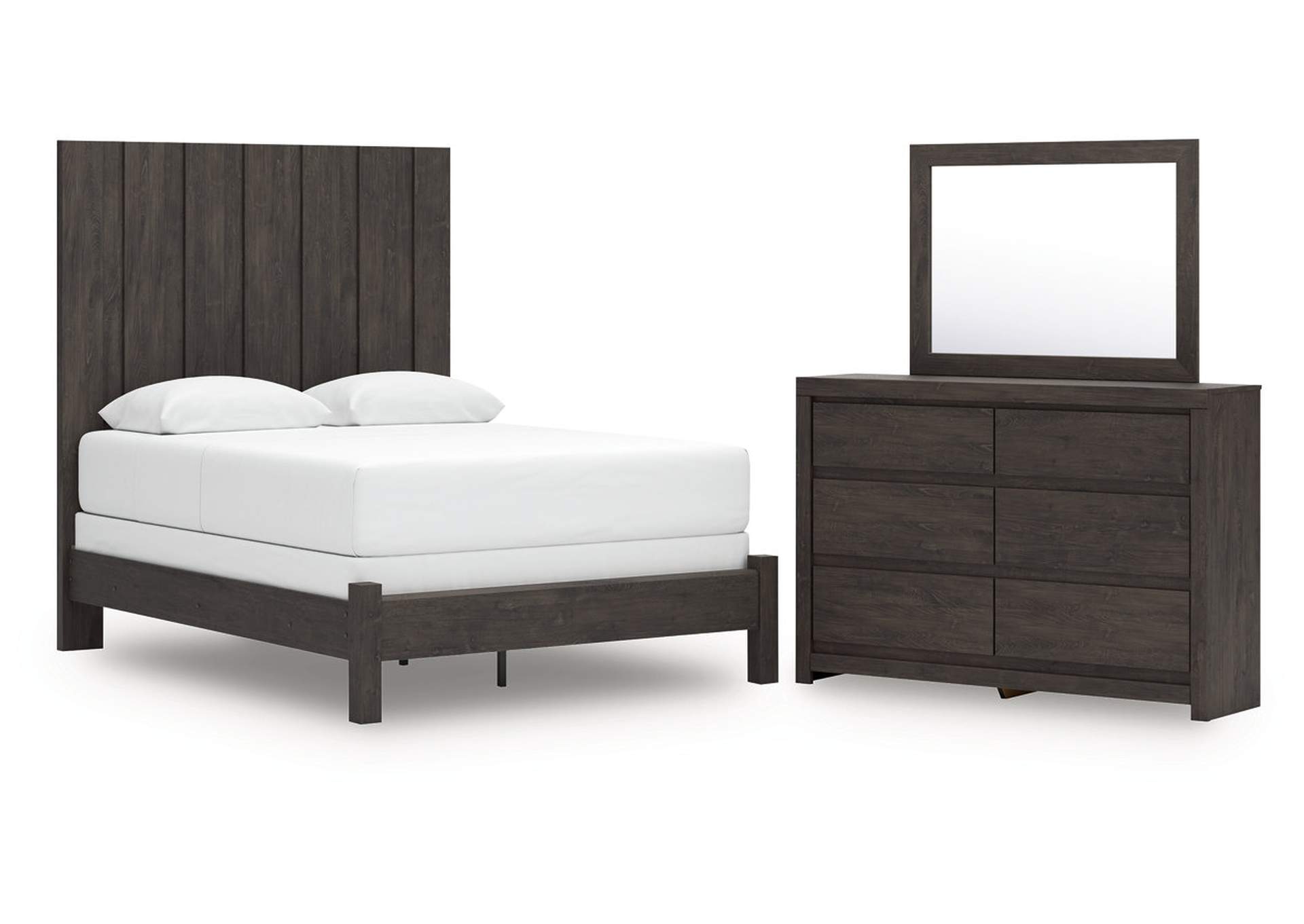 Parlayon Queen Panel Bed with Mirrored Dresser image 1