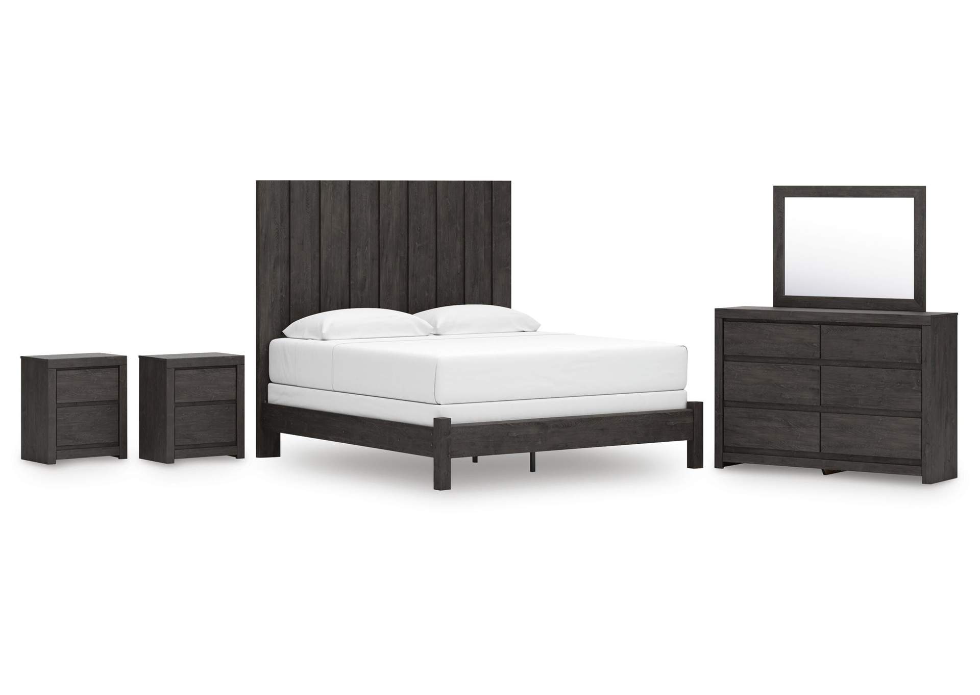Parlayon King Panel Bed, Dresser, Mirror and 2 Nightstands image 1