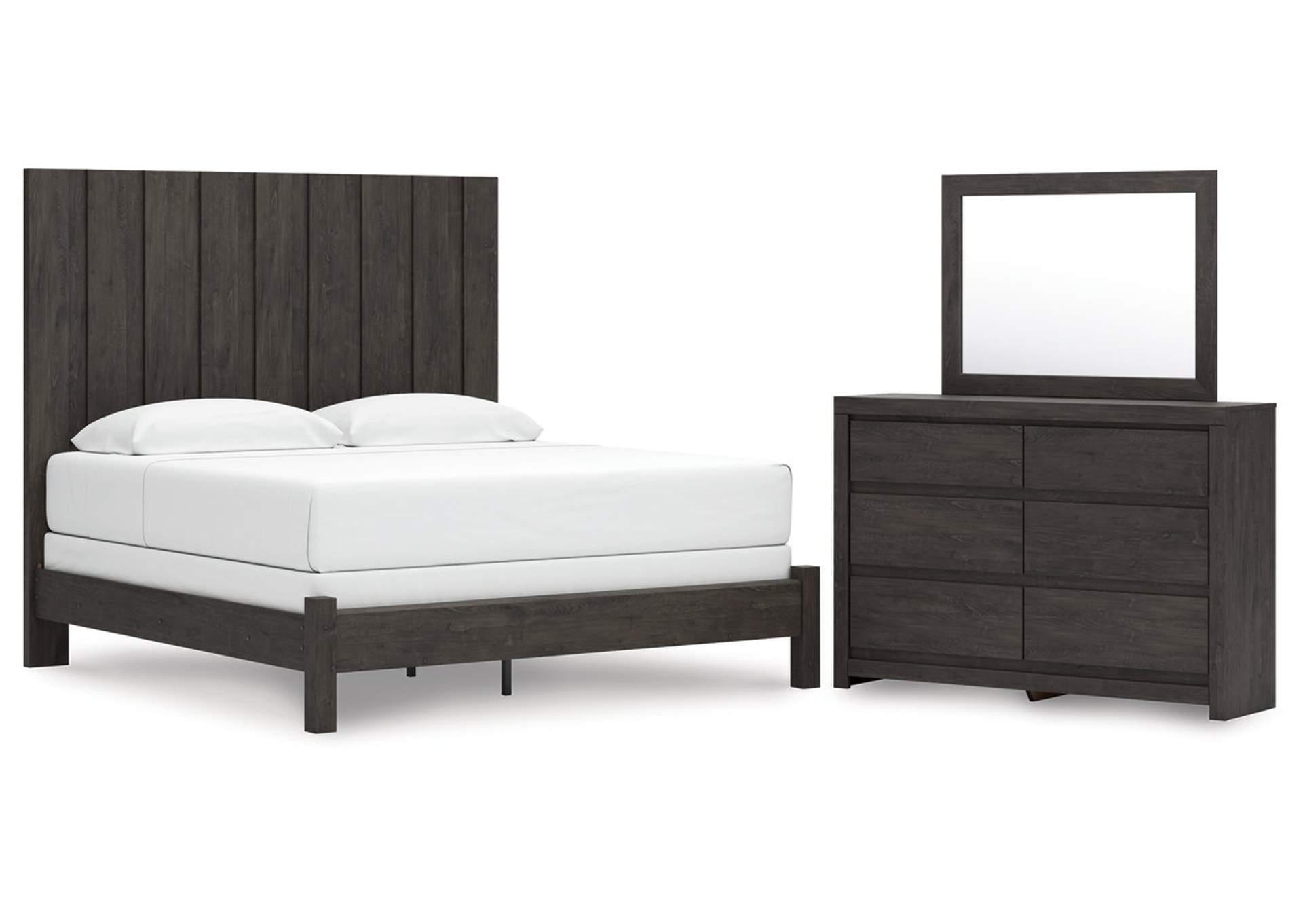 Parlayon King Panel Bed with Mirrored Dresser image 1