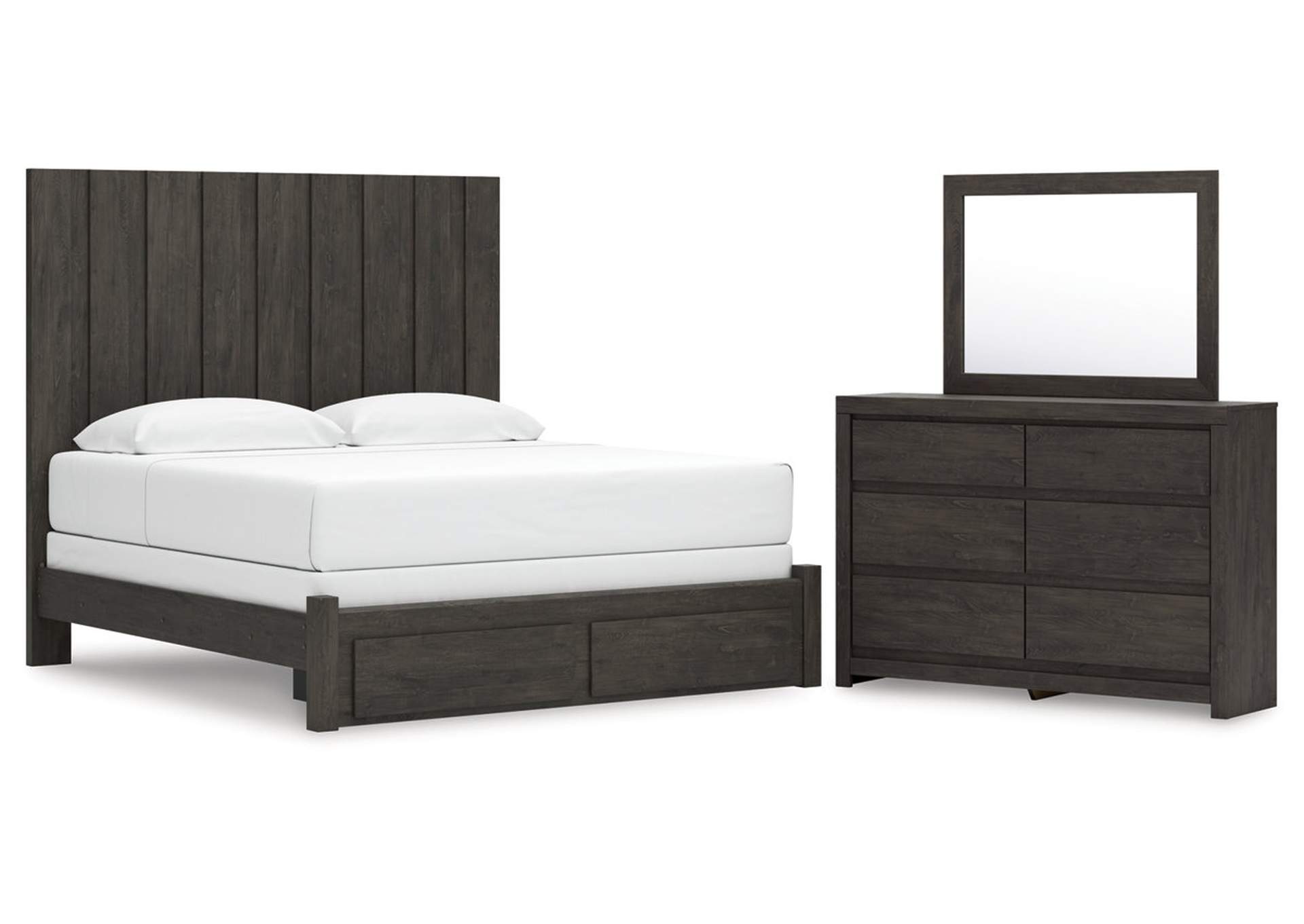 Parlayon King Panel Storage Bed with Mirrored Dresser image 1