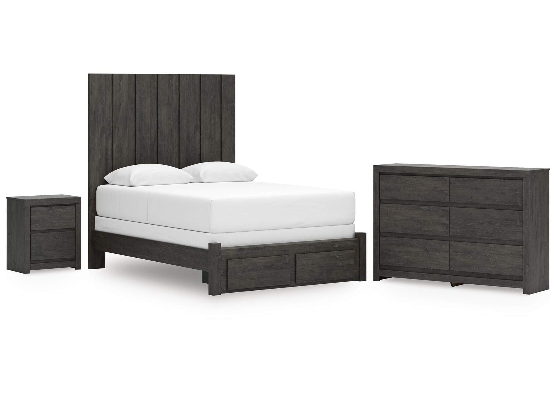 Parlayon Queen Panel Storage Bed, Dresser and Nightstand image 1