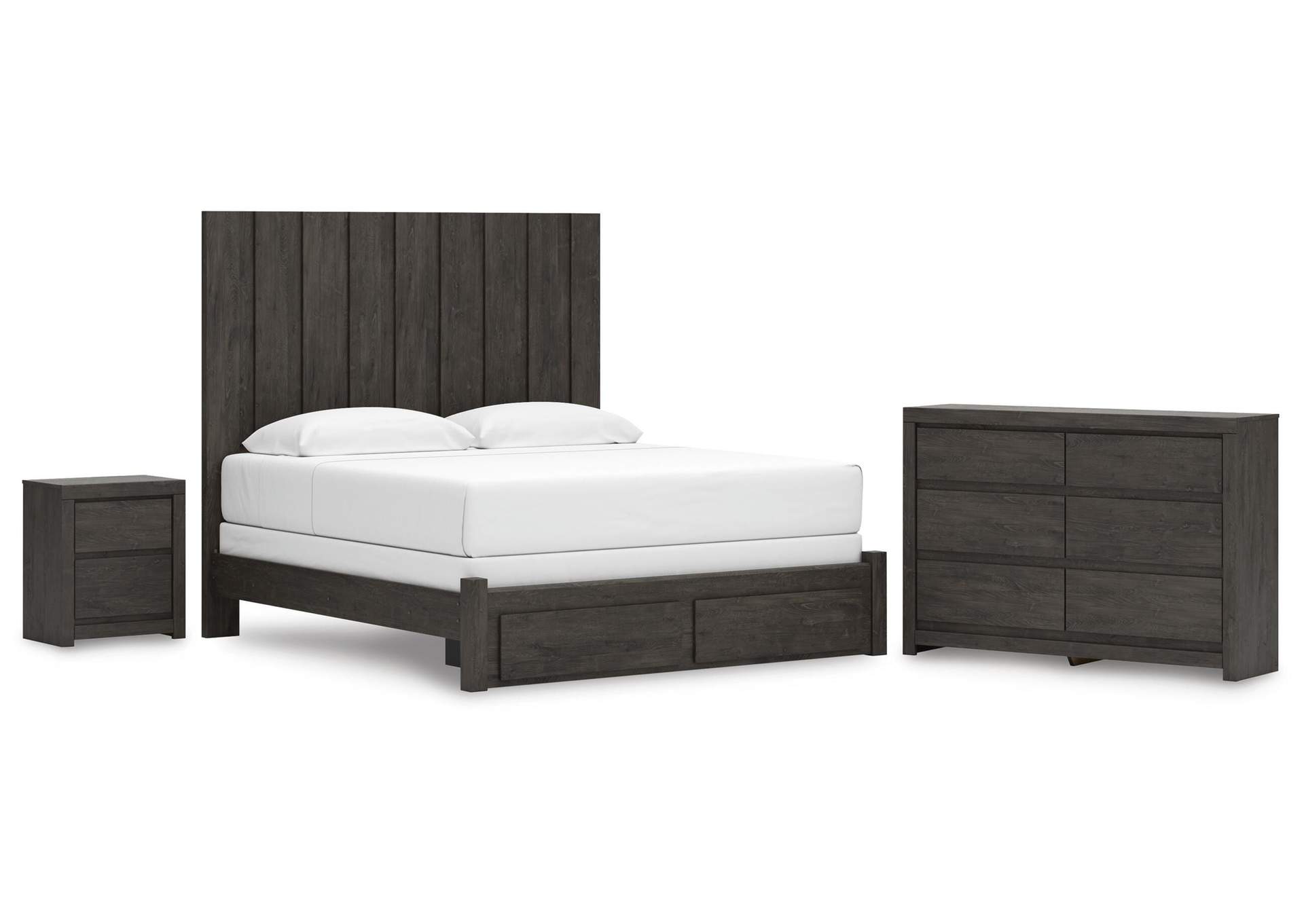 Parlayon King Panel Storage Bed, Dresser and Nightstand image 1