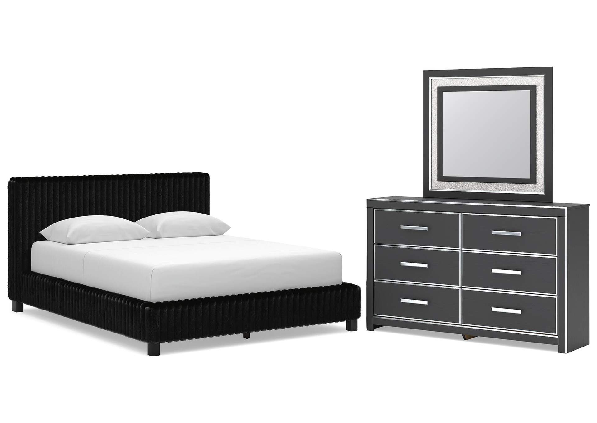 Zuraleus Queen Upholstered Bed, Dresser and Mirror image 1