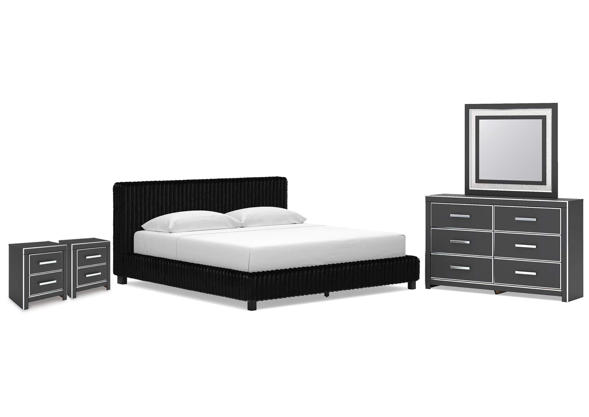 Zuraleus King Upholstered Bed, Dresser, Mirror and 2 Nightstands image 1