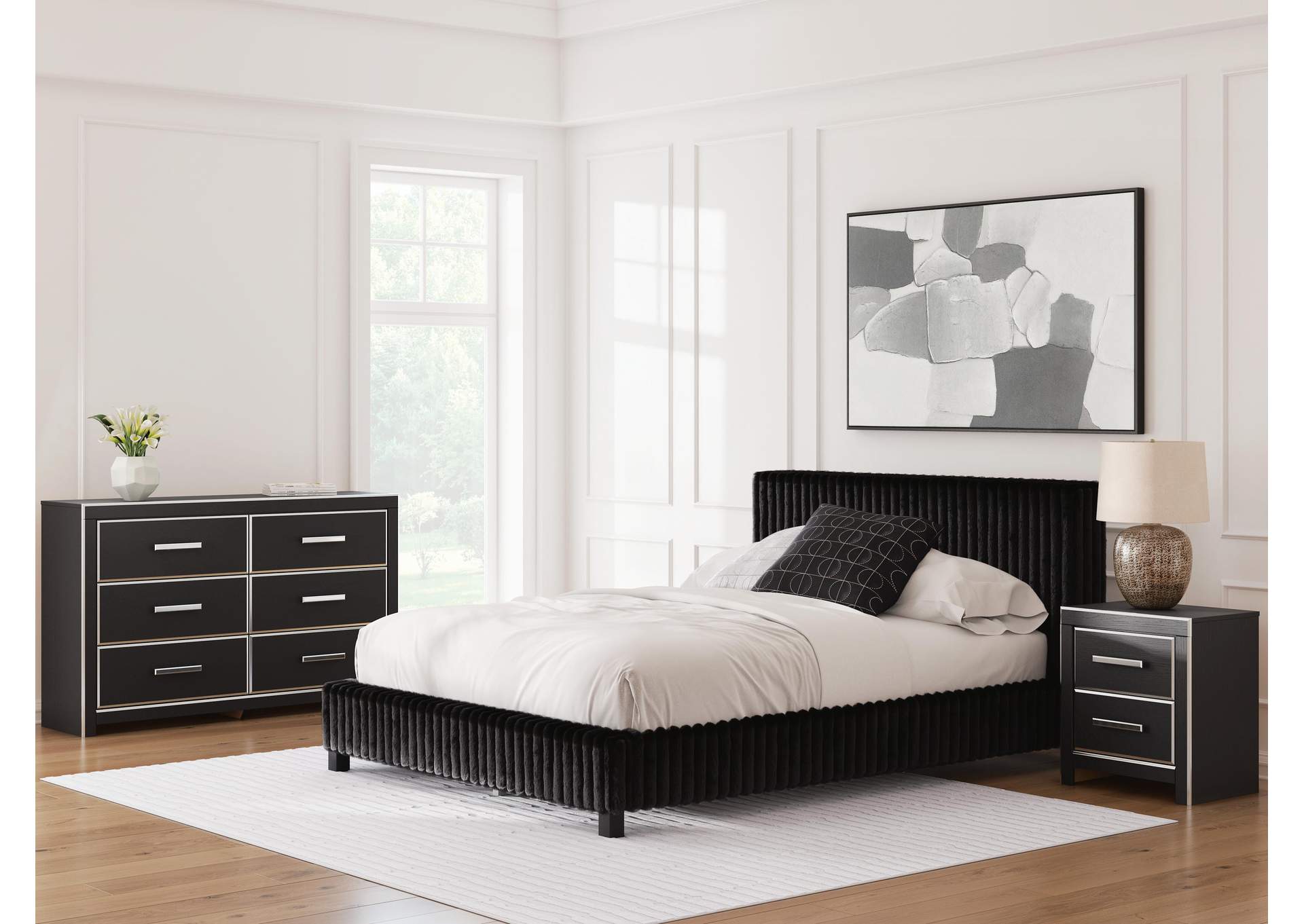 Zuraleus Queen Upholstered Bed, Dresser and Nightstand image 2
