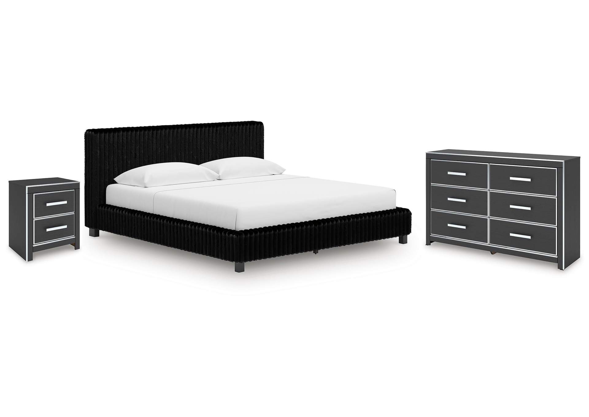 Zuraleus King Upholstered Bed, Dresser and Nightstand image 1