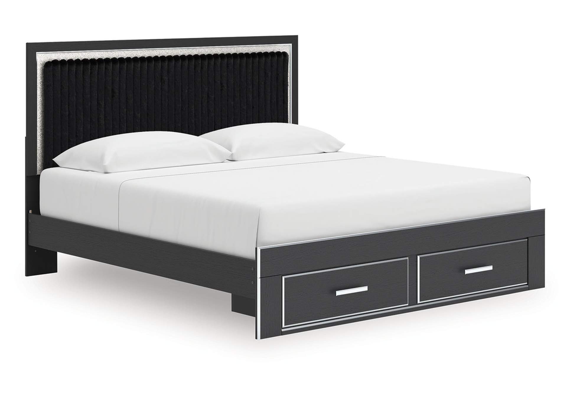 Zuraleus King Upholstered Panel Platform Storage Bed image 1