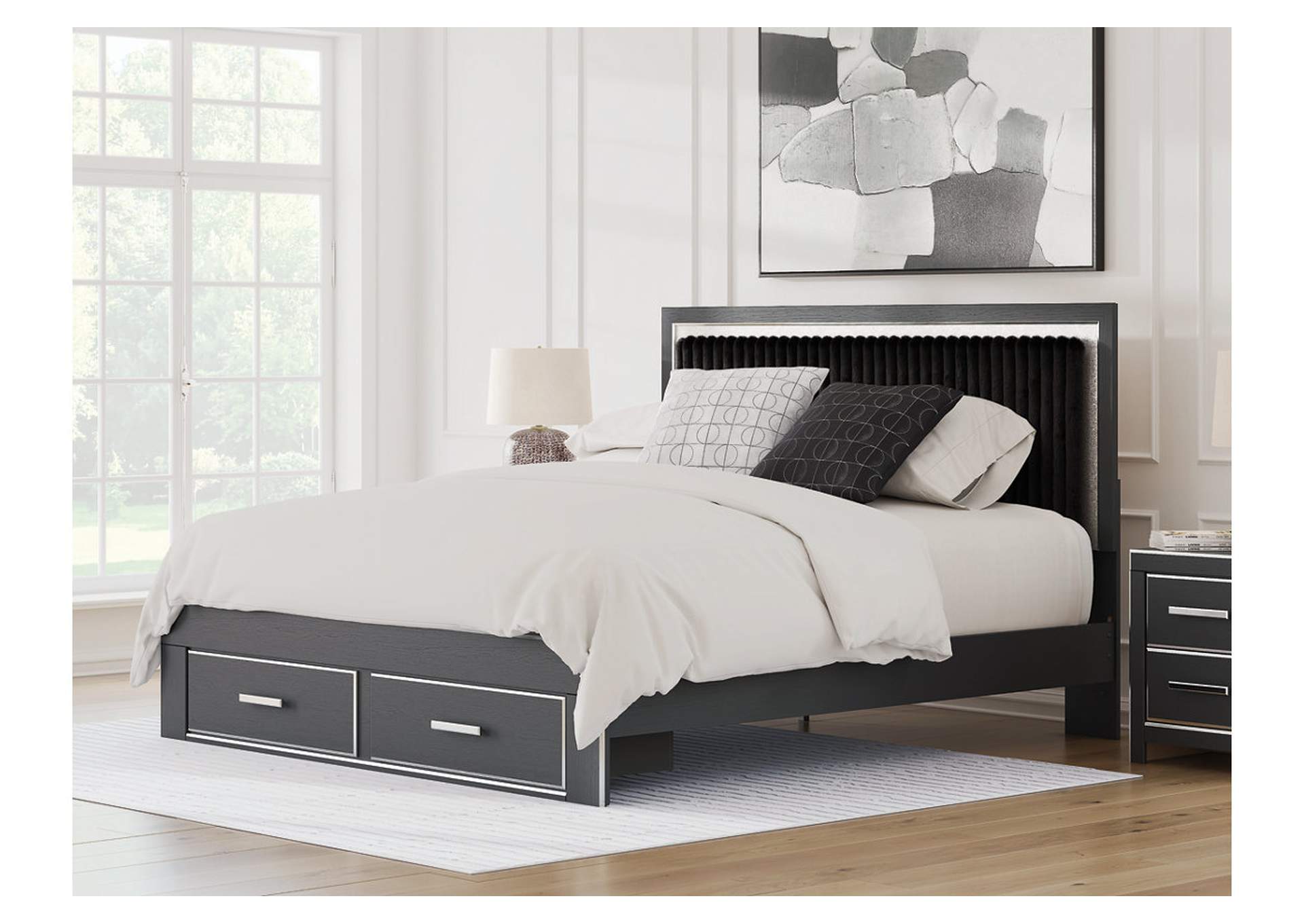 Zuraleus King Upholstered Panel Platform Storage Bed image 2