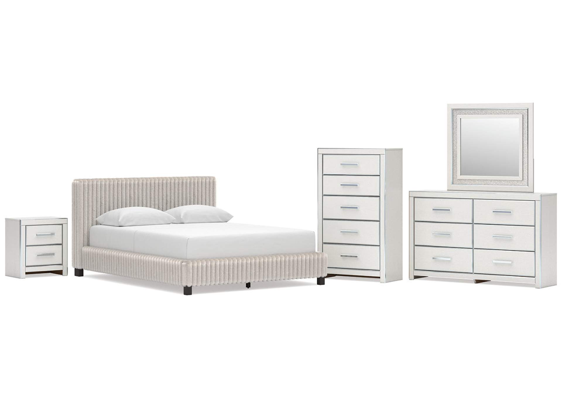 Birmonton Queen Upholstered Bed, Dresser, Mirror, Chest and Nightstand image 1