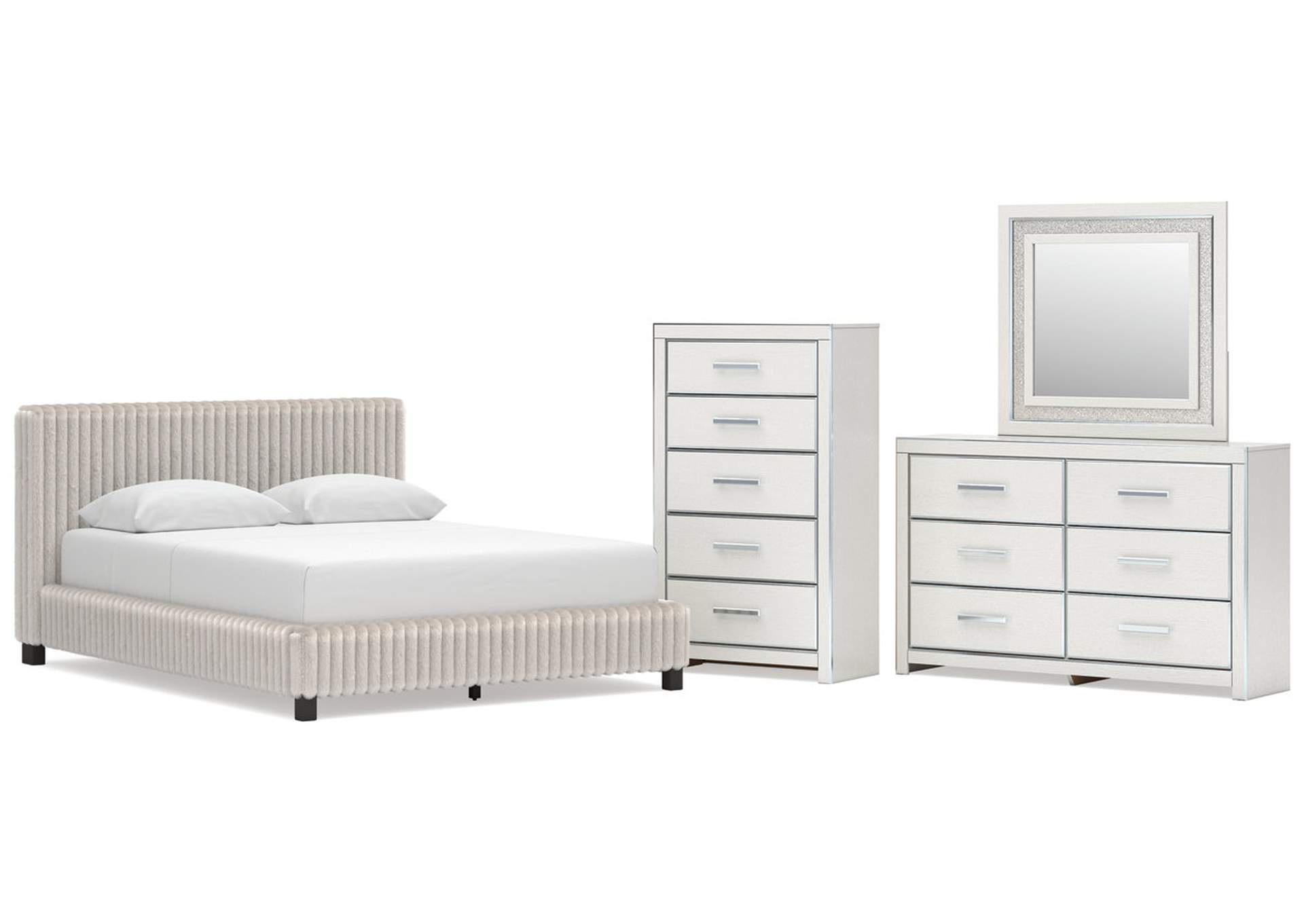 Birmonton Queen Upholstered Bed, Dresser, Mirror and Chest image 1