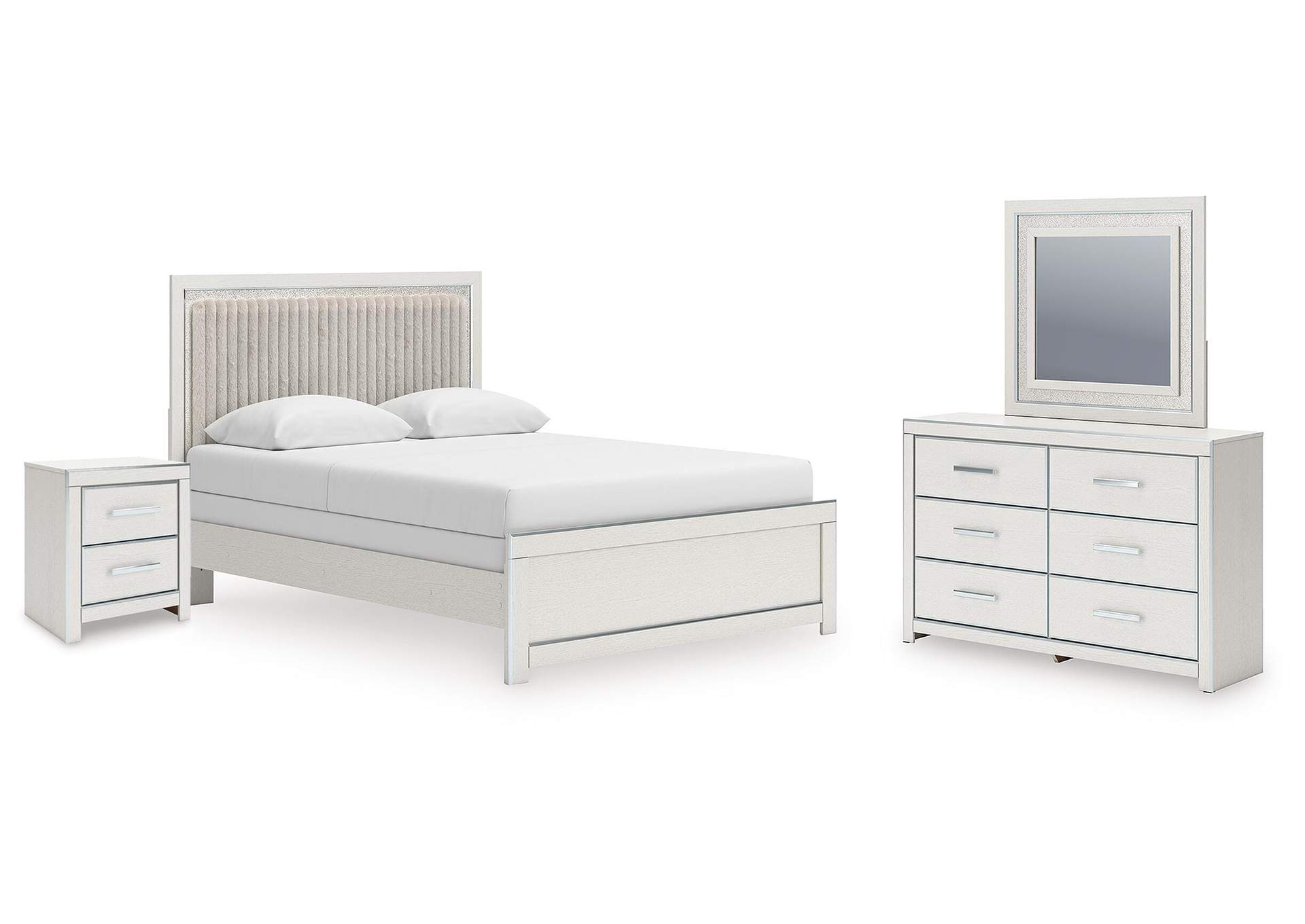 Zuraleus Queen Upholstered Panel Bed, Dresser, Mirror and Nightstand image 1