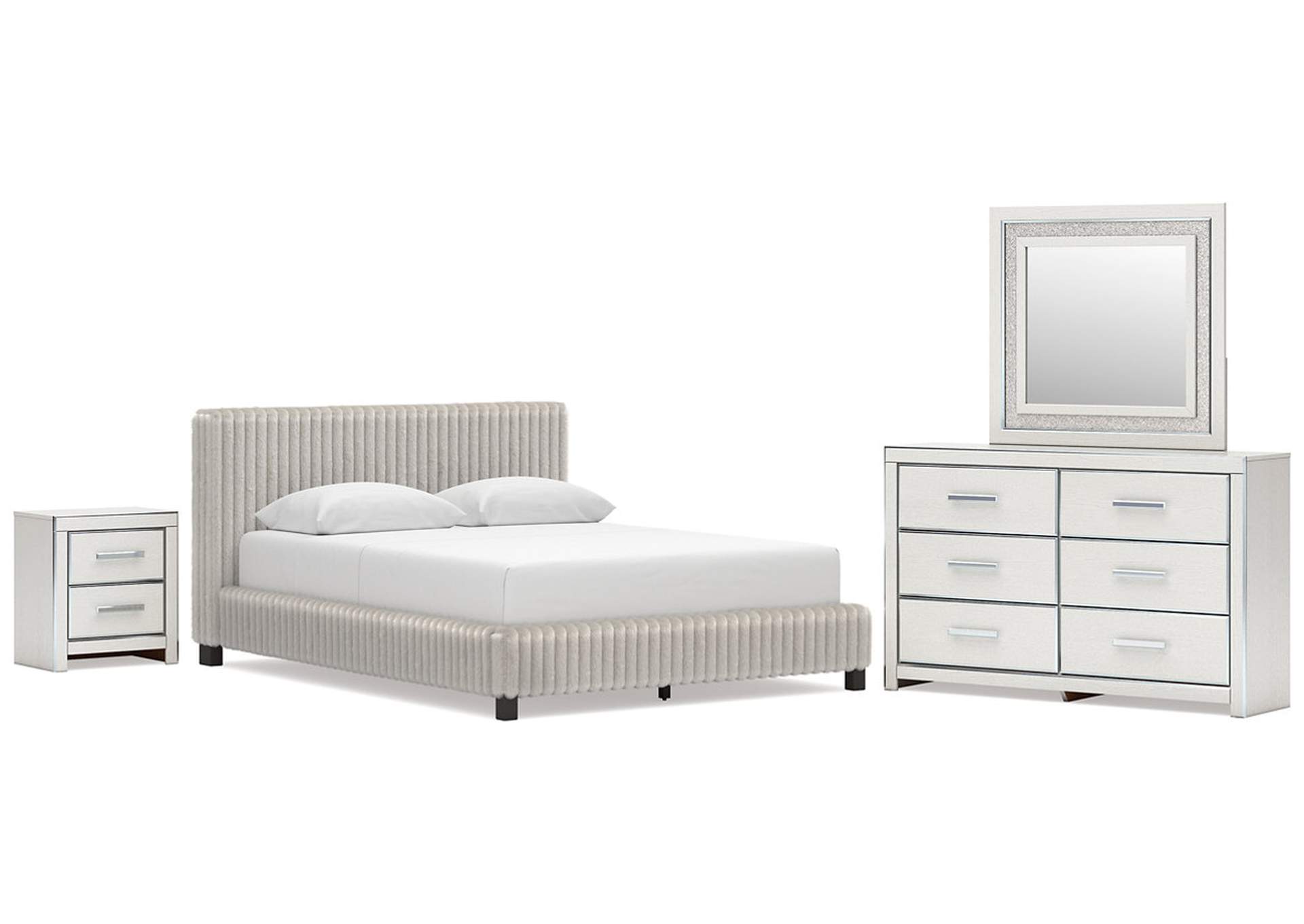 Birmonton Queen Upholstered Bed, Dresser, Mirror and Nightstand image 1