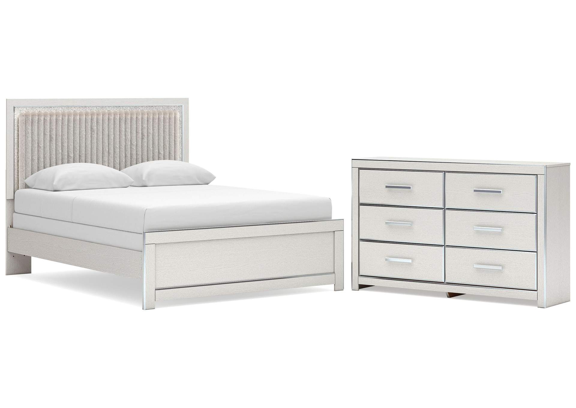 Birmonton Queen Upholstered Panel Bed and Dresser image 1