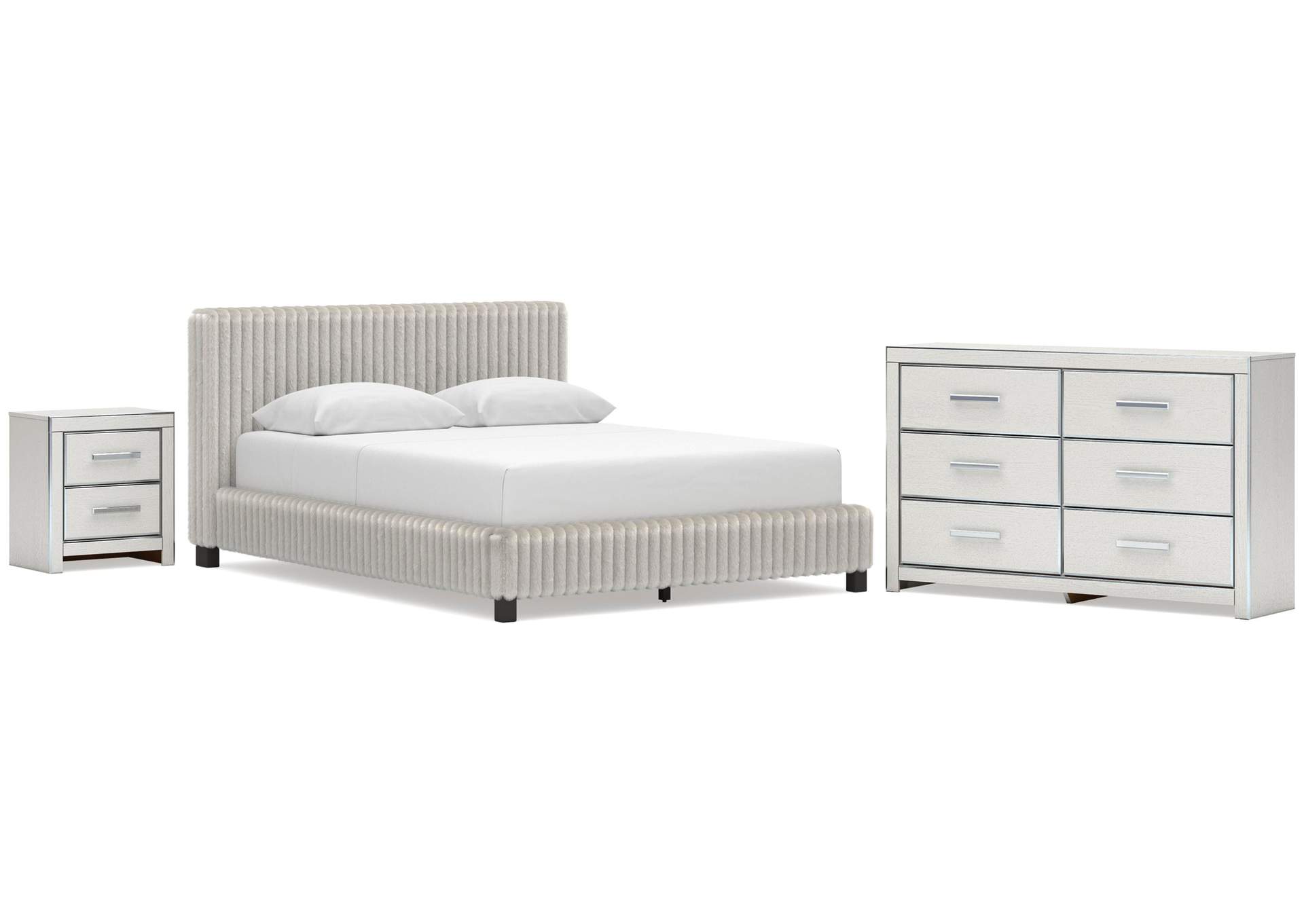 Birmonton Queen Upholstered Bed, Dresser and Nightstand image 1