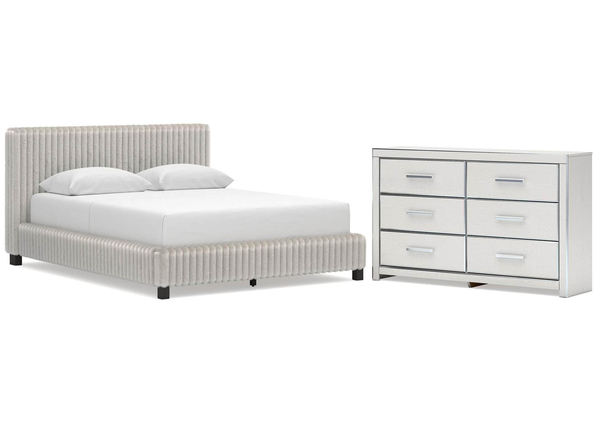 Birmonton Queen Upholstered Bed and Dresser image 1