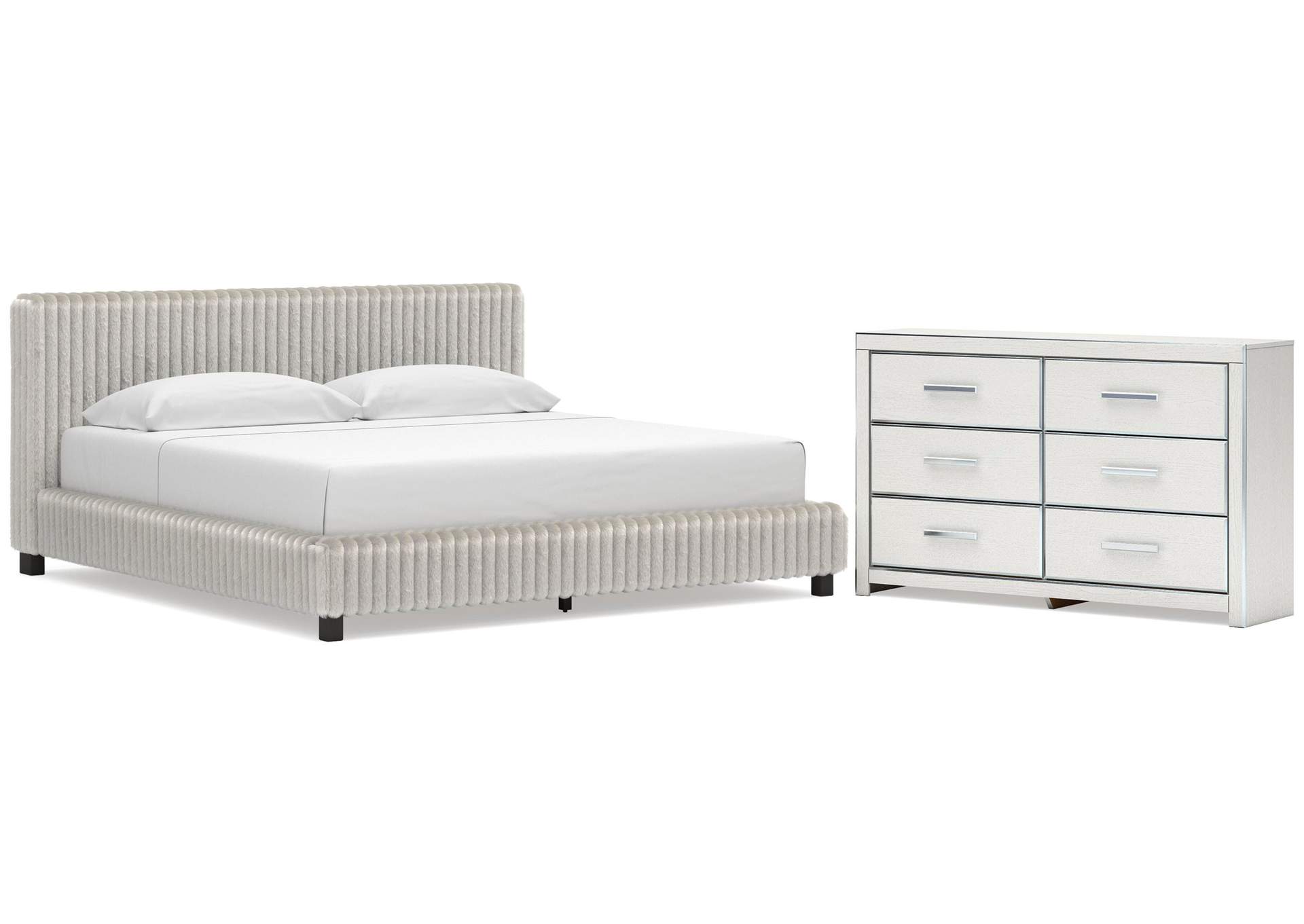 Birmonton King Upholstered Bed and Dresser image 1