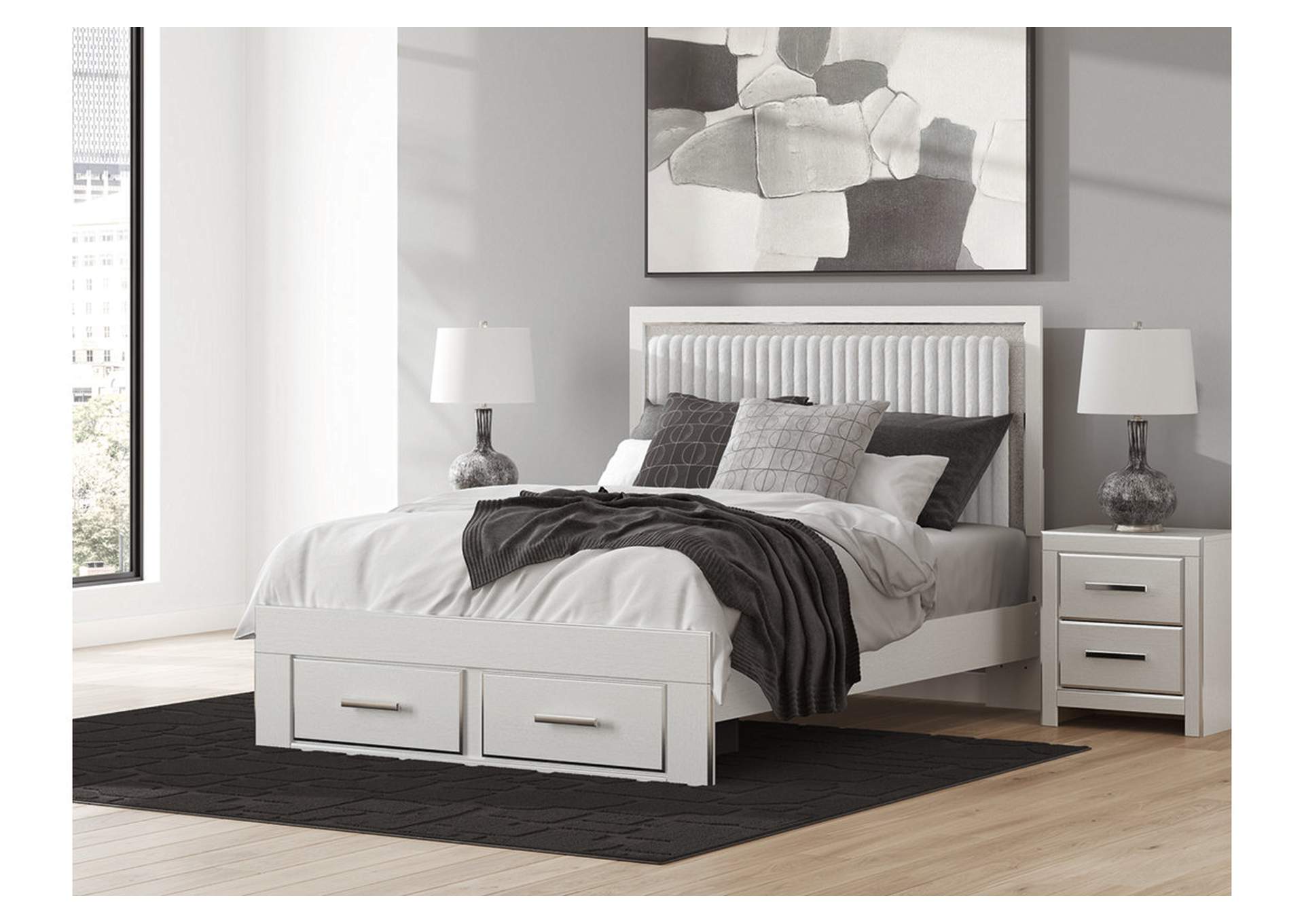 Zuraleus Queen Upholstered Panel Platform Storage Bed image 8