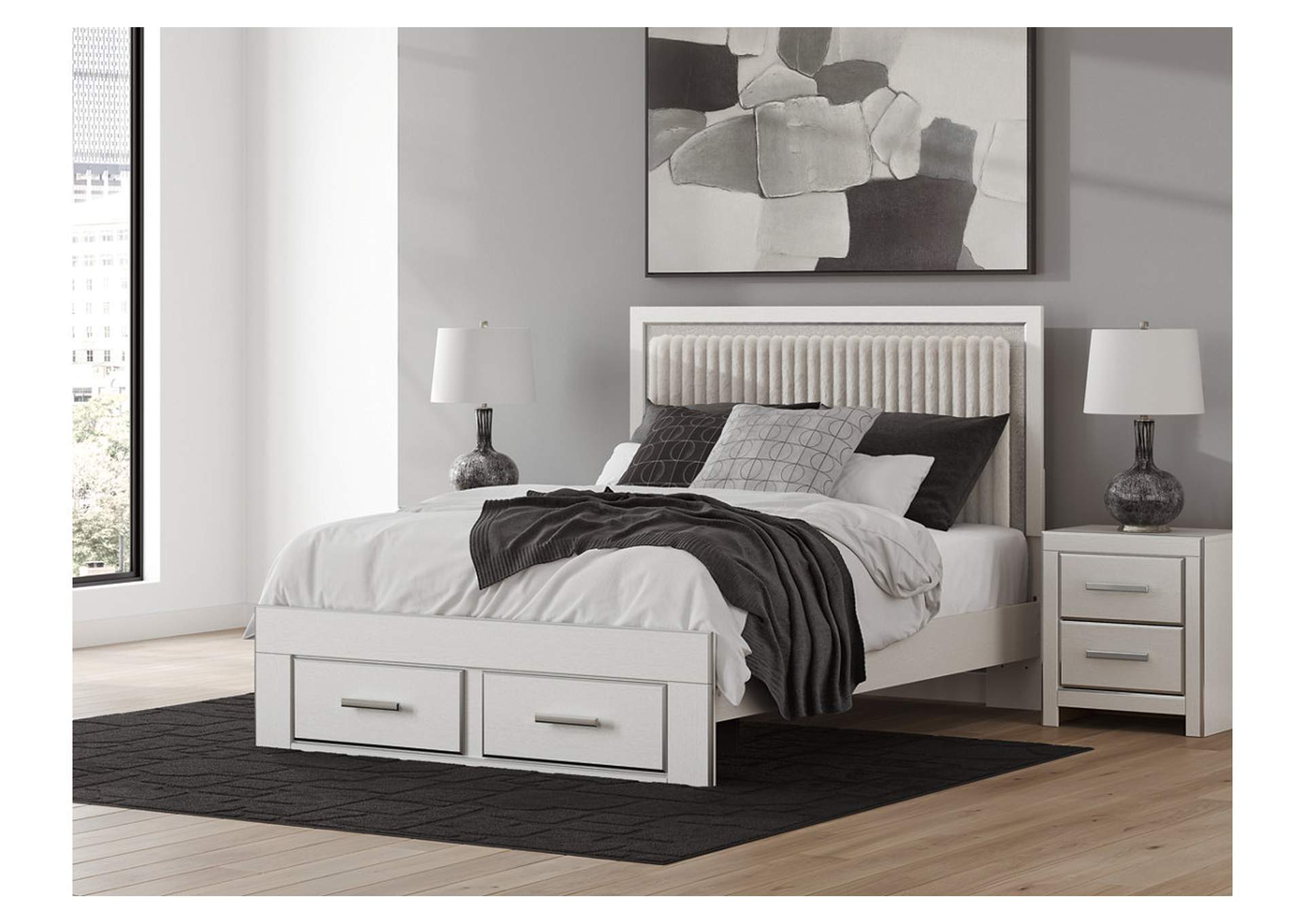 Zuraleus Queen Upholstered Panel Platform Storage Bed image 2