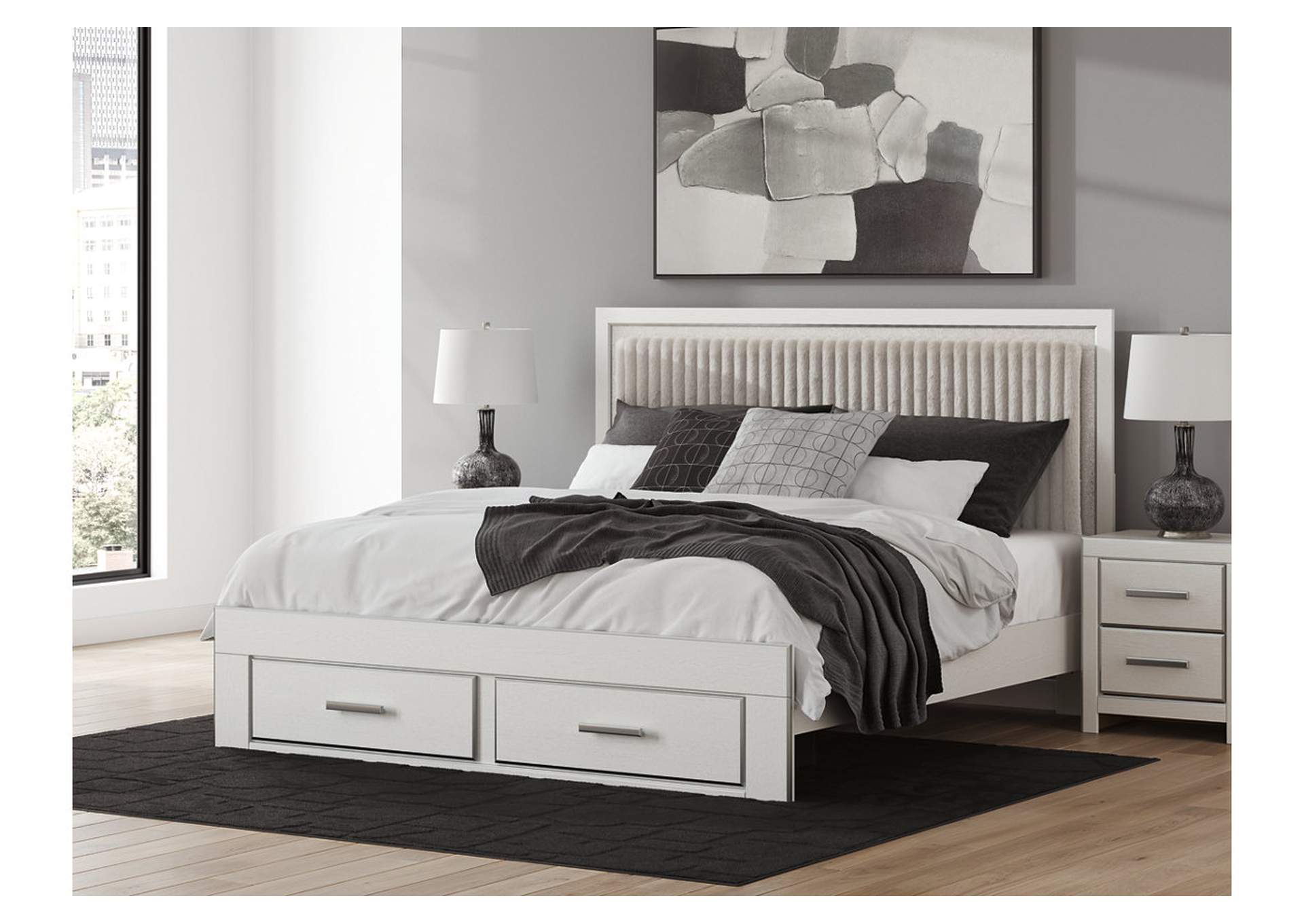 Zuraleus King Upholstered Panel Platform Storage Bed image 2