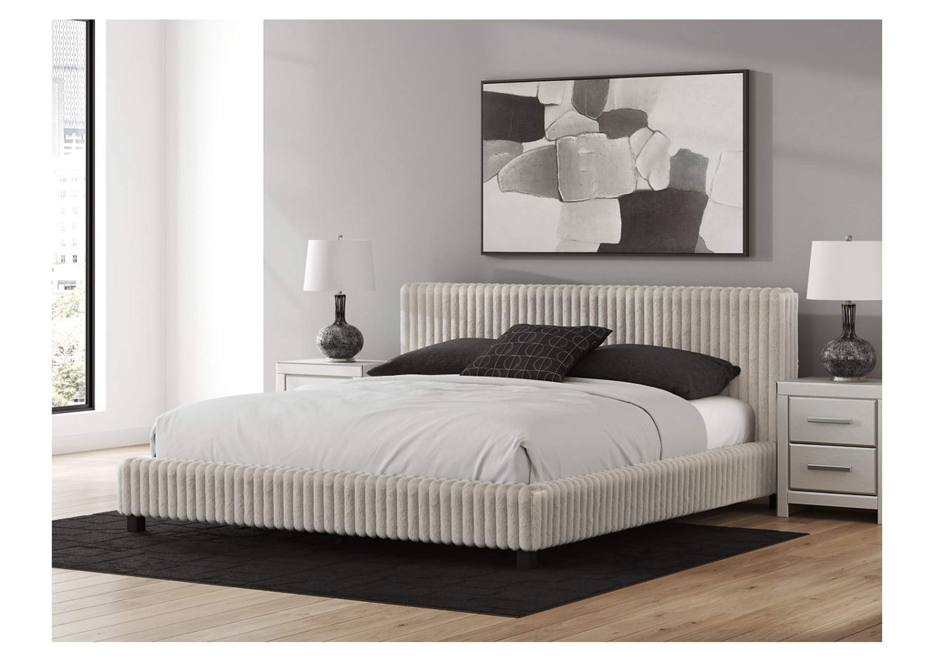 Birmonton California King Upholstered Bed, Dresser and Mirror image 16