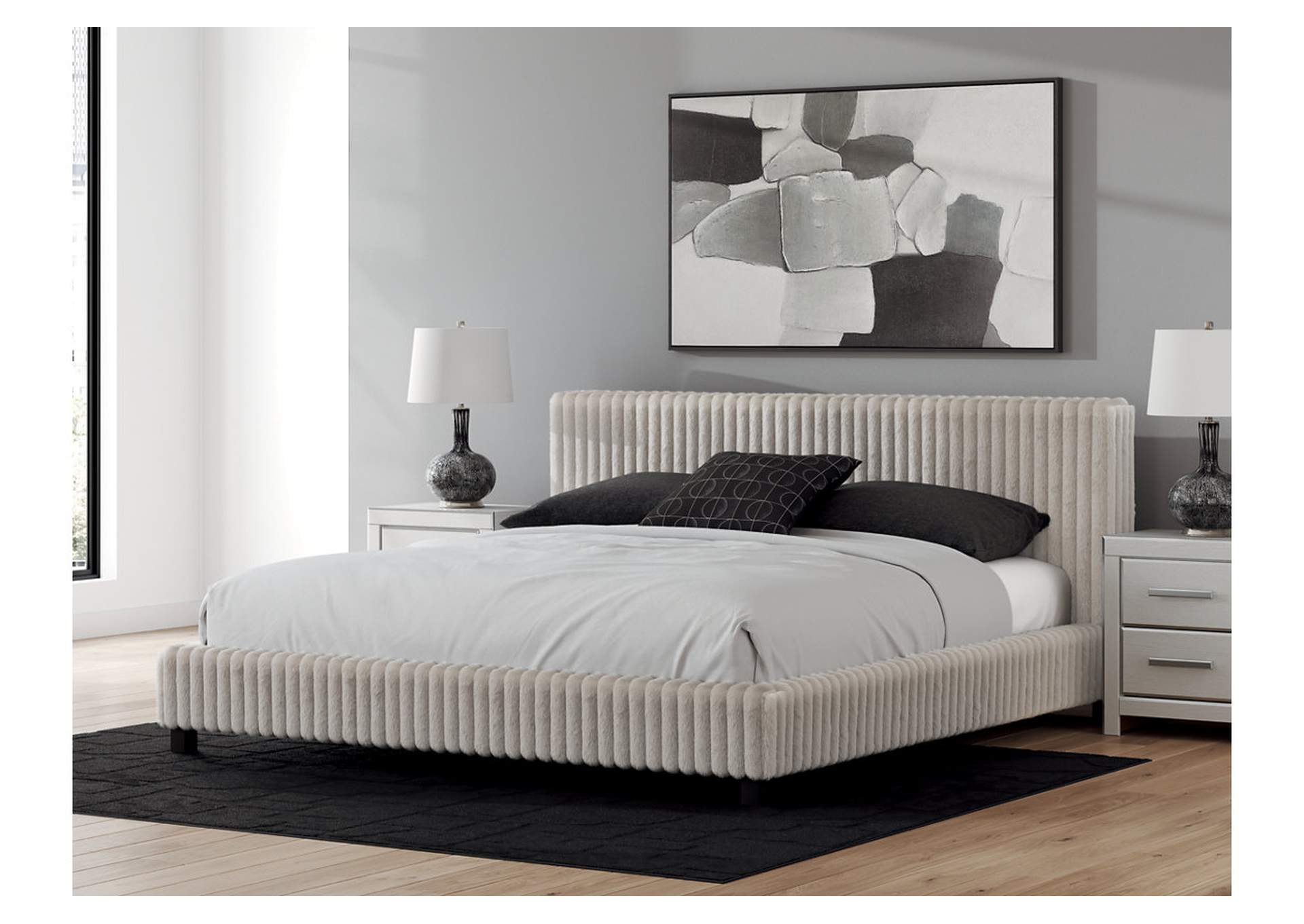 Birmonton King Upholstered Bed, Dresser, Mirror, Chest and Nightstand image 17