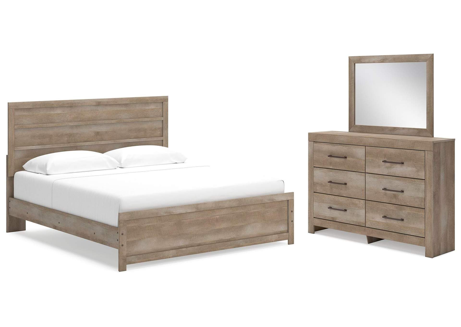 Gachester King Panel Bed with Mirrored Dresser image 1