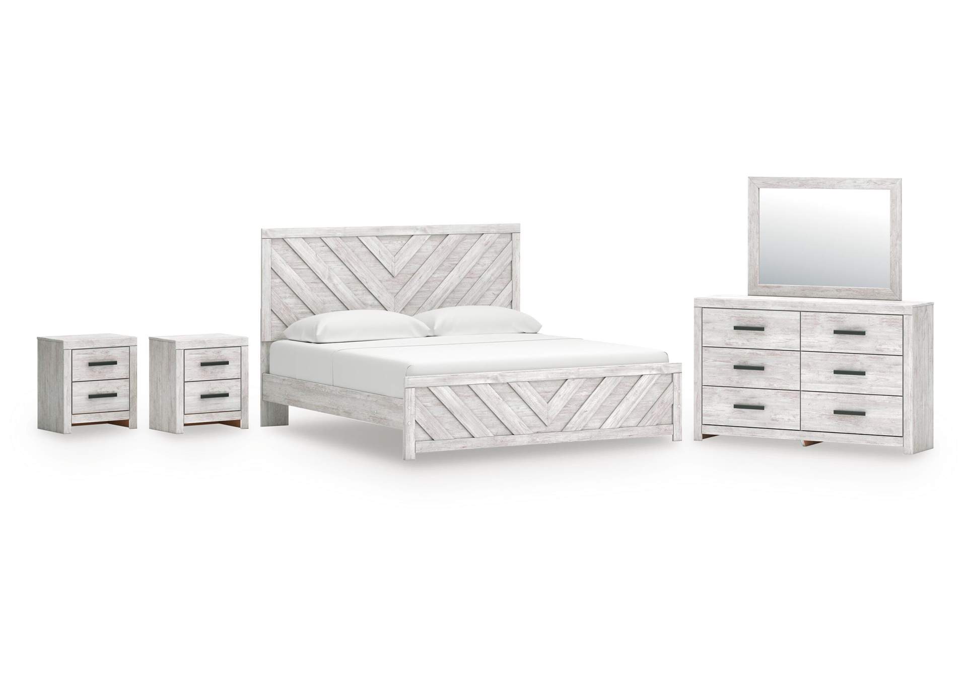 Cayboni King Panel Bed, Dresser, Mirror and 2 Nightstands image 1