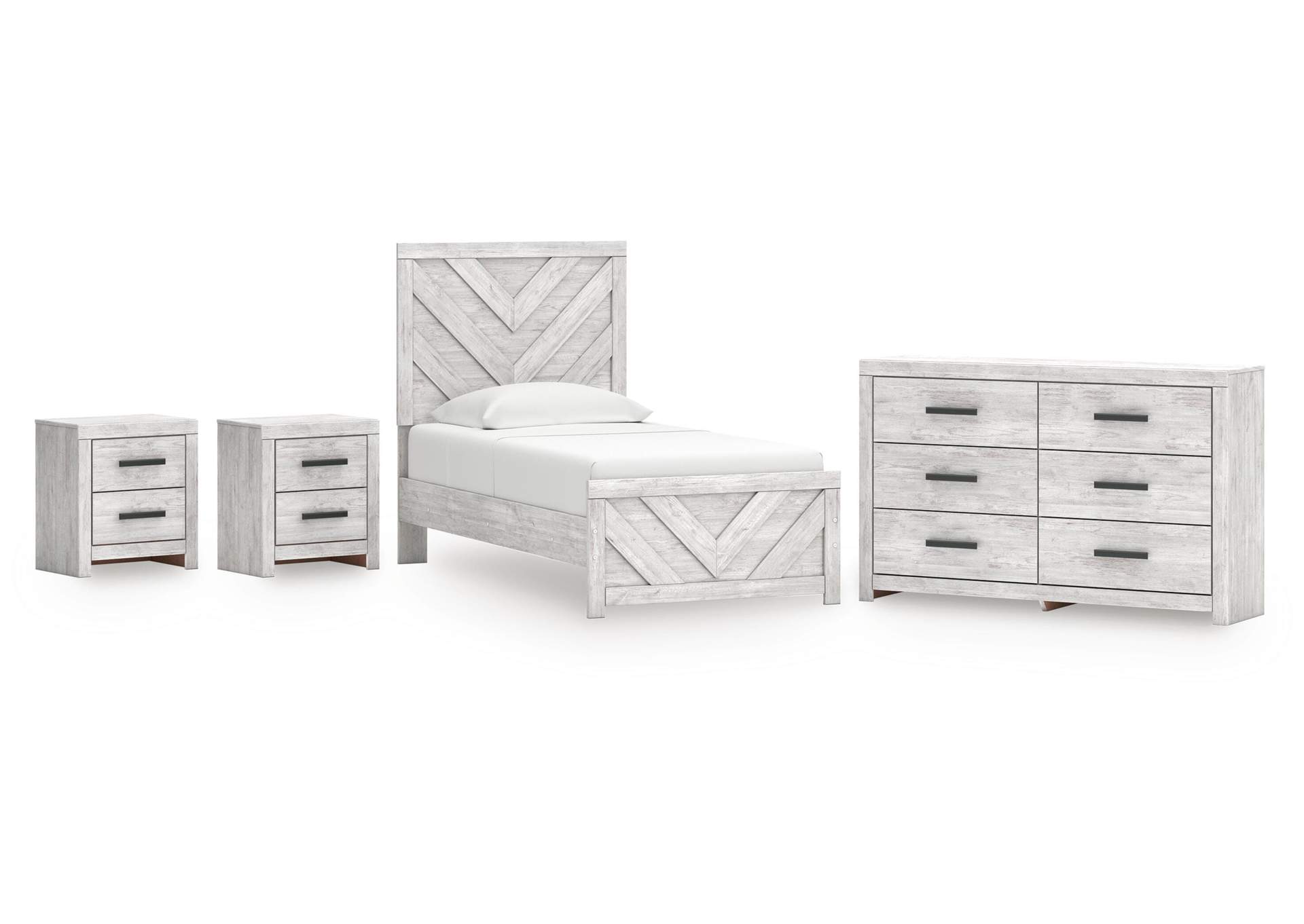 Cayboni Twin Panel Bed, Dresser and 2 Nightstands image 1