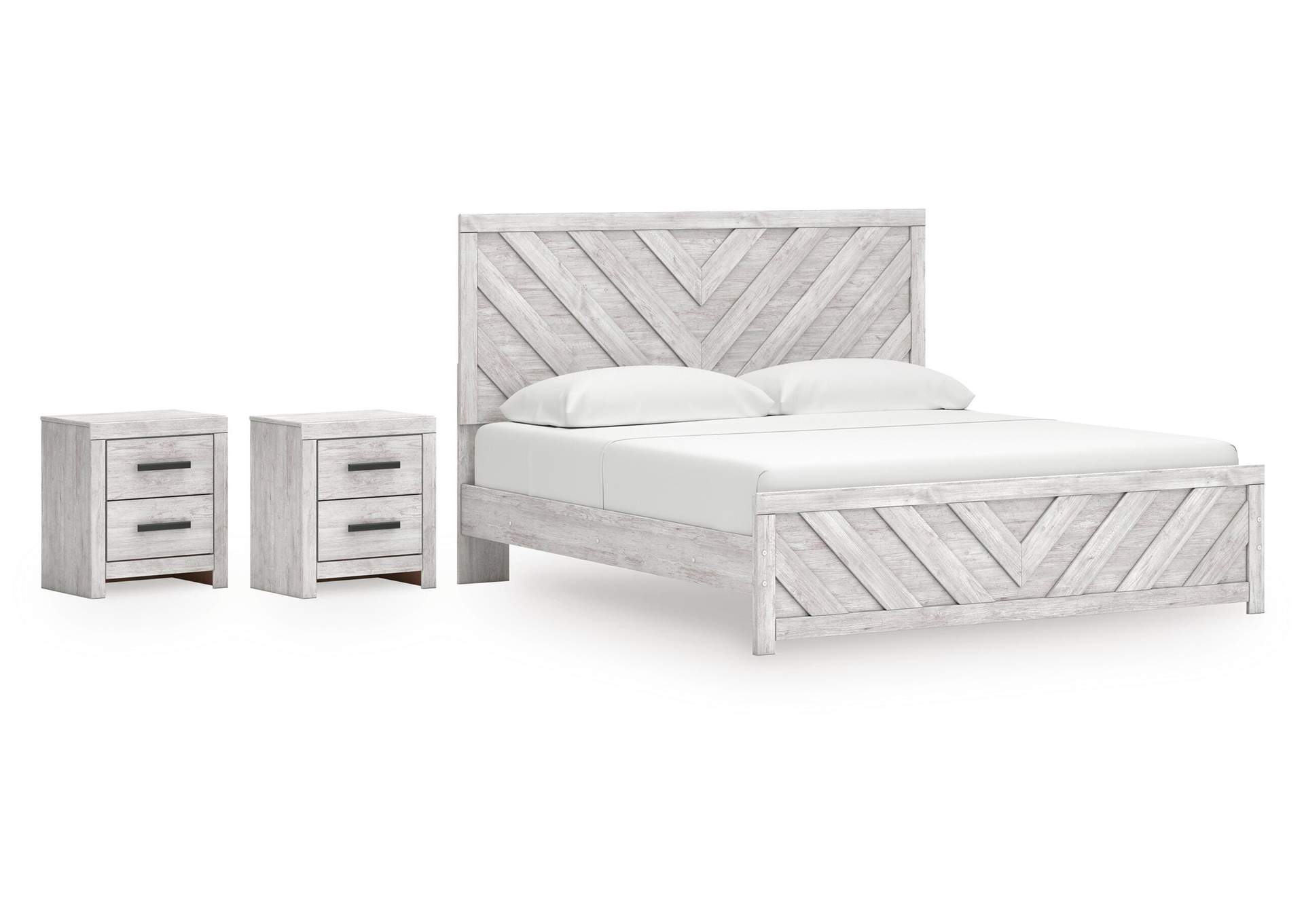 Cayboni King Panel Bed and 2 Nightstands image 1