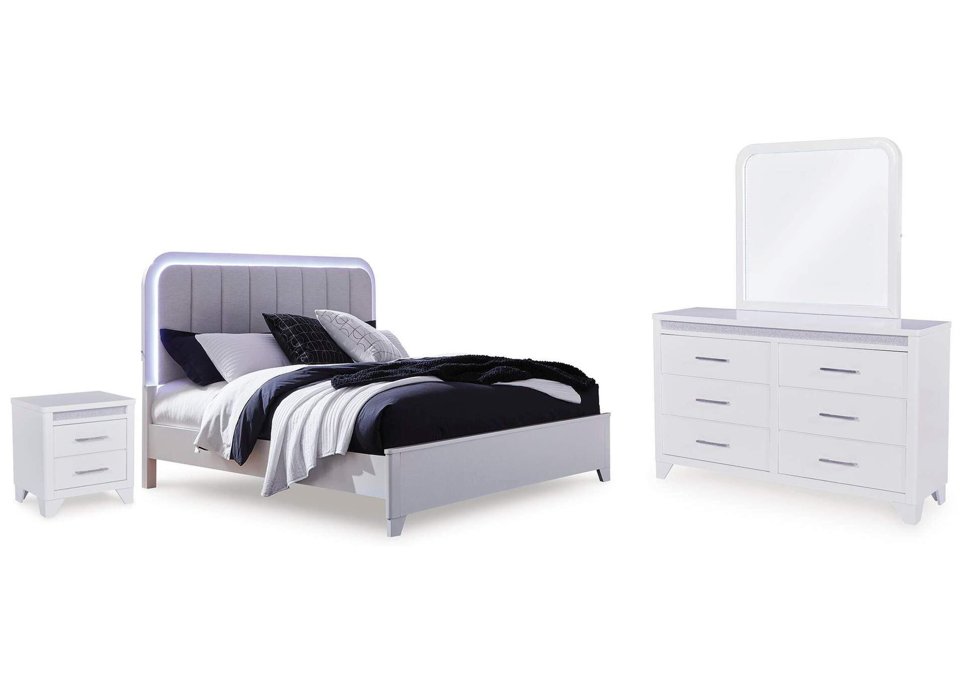 Jarlee Queen Panel Bed, Dresser, Mirror and Nightstand image 1