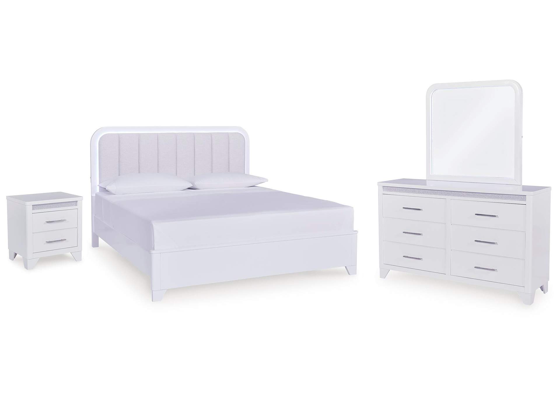 Jarlee King Panel Bed, Dresser, Mirror and Nightstand image 1