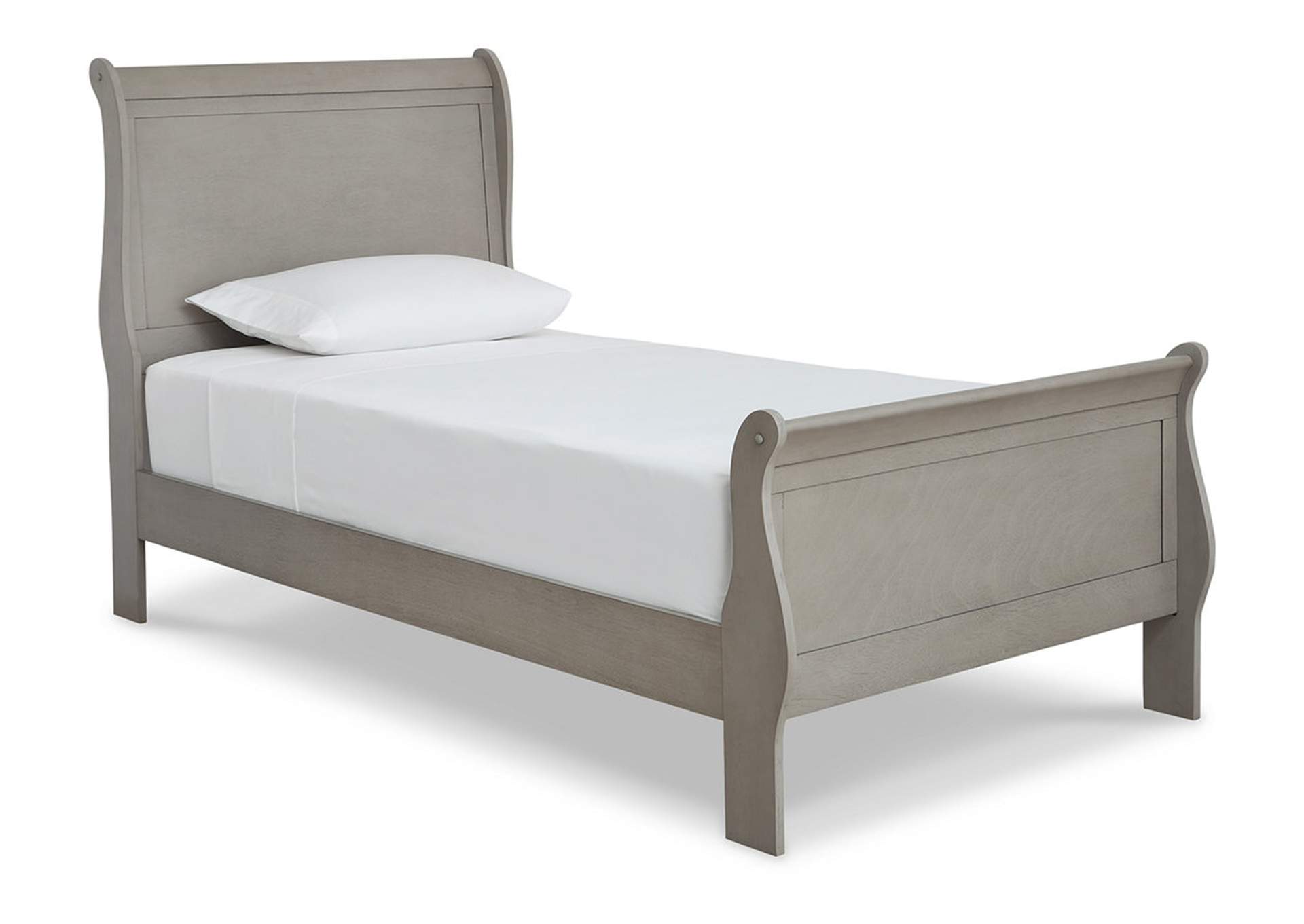 Kordasky Twin Sleigh Bed with Mirrored Dresser, Chest and Nightstand