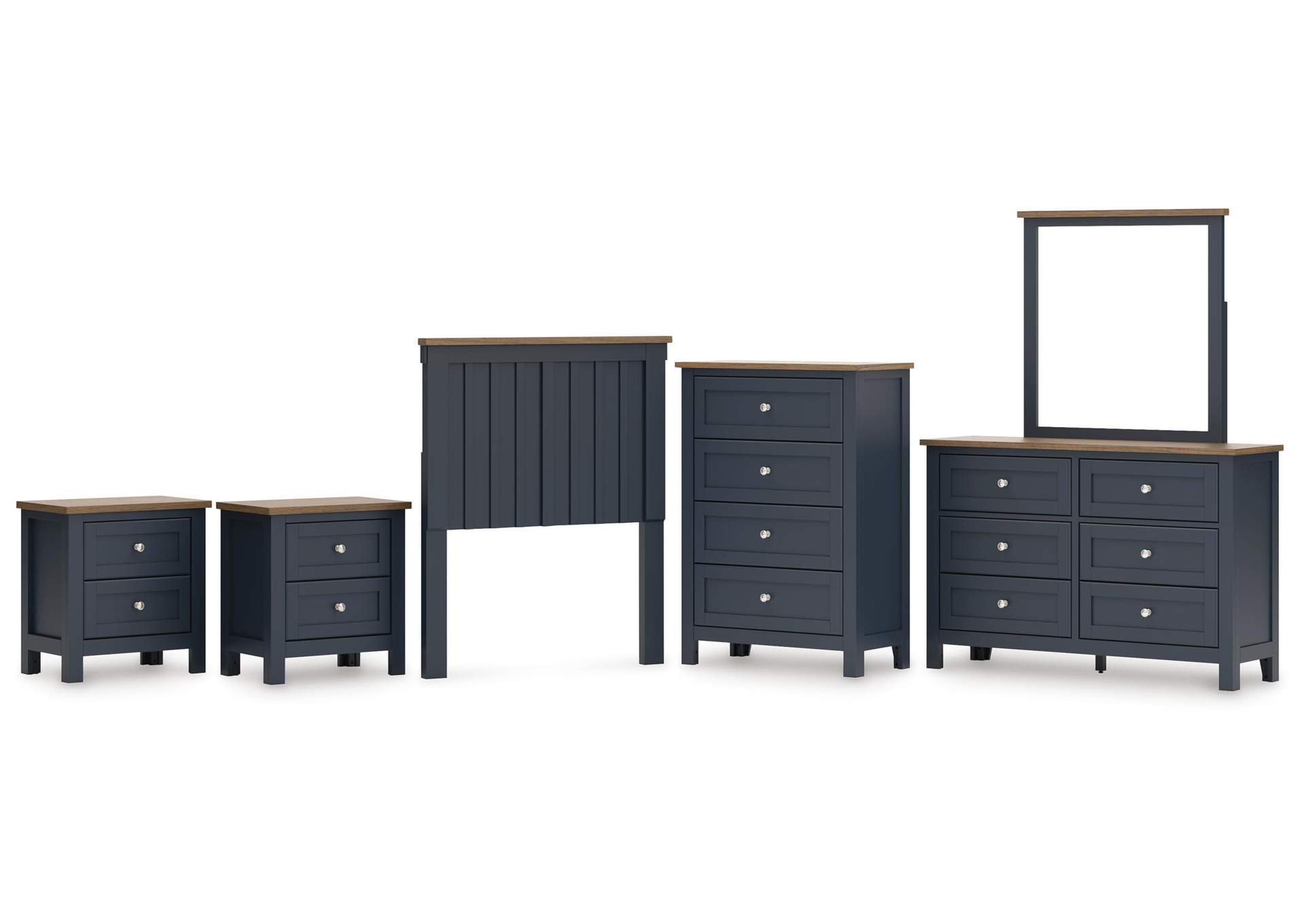 Landocken Twin Panel Headboard, Dresser, Mirror, Chest and 2 Nightstands image 1
