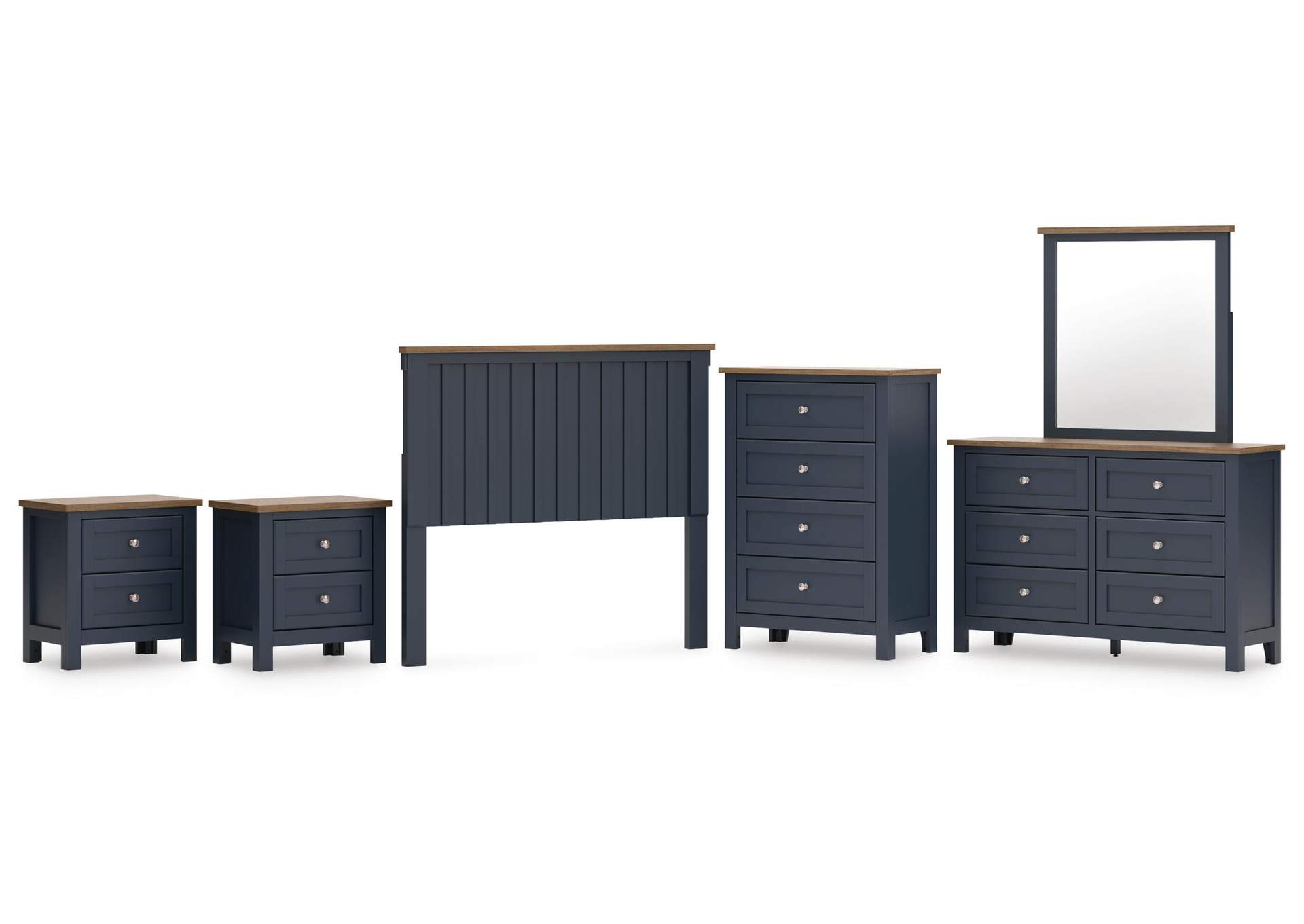 Landocken Full Panel Headboard, Dresser, Mirror, Chest and 2 Nightstands image 1