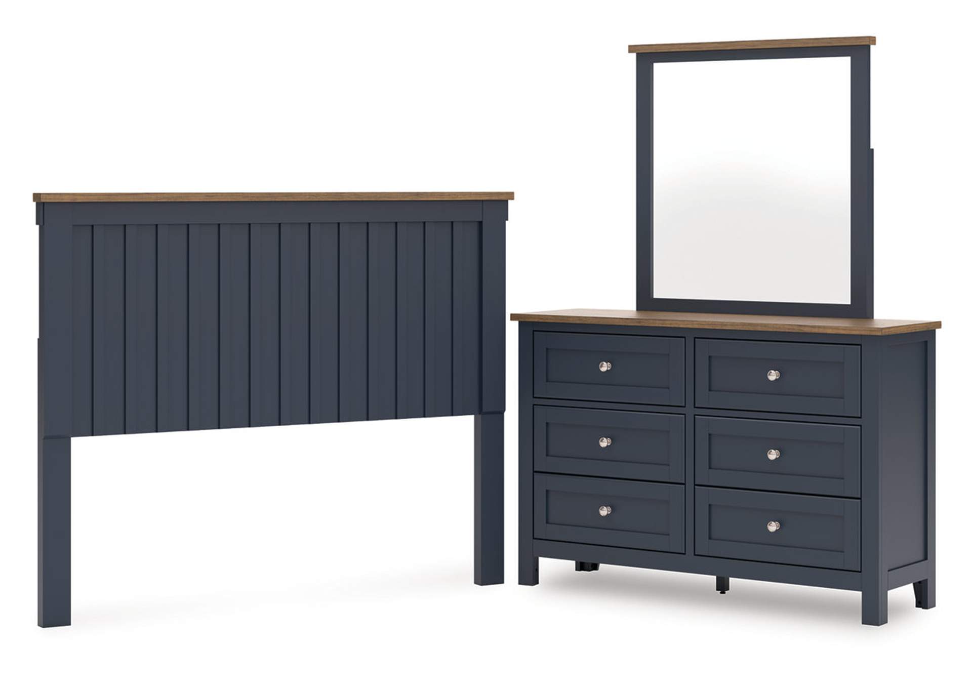 Landocken Queen Panel Headboard with Mirrored Dresser image 1