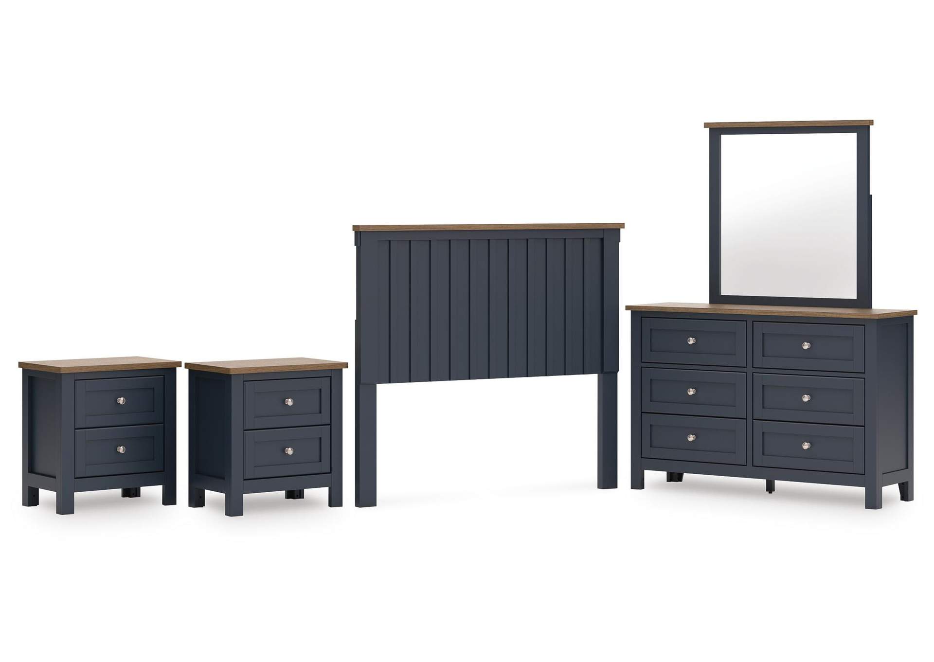 Landocken Full Panel Headboard, Dresser, Mirror and 2 Nightstands image 1