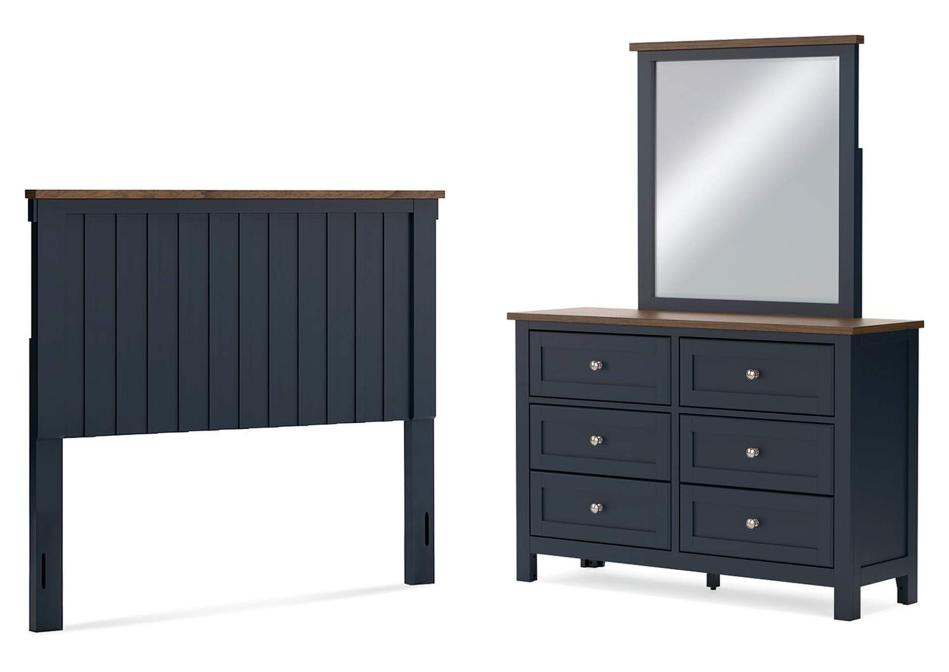 Landocken Full Panel Headboard with Mirrored Dresser image 1