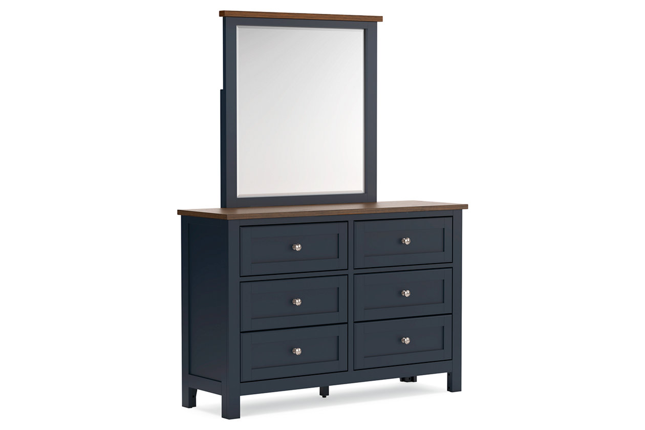 Landocken Full Panel Bed with Mirrored Dresser and 2 Nightstands