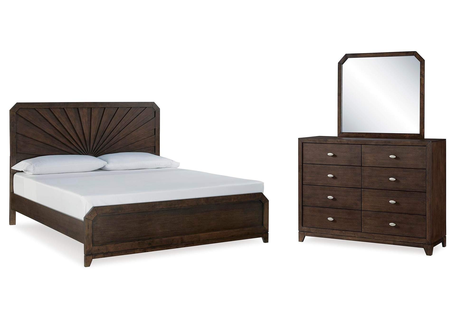 Tandisport Queen Panel Bed, Dresser and Mirror image 1