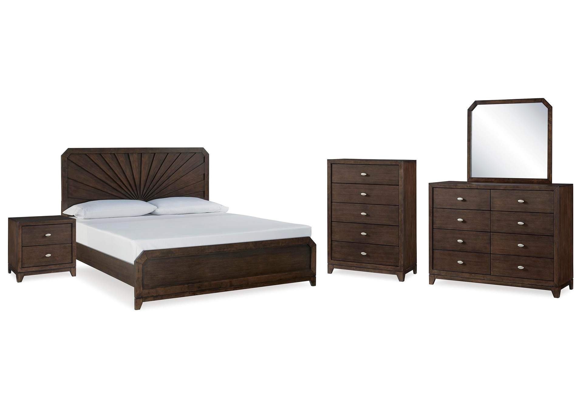 Tandisport King Panel Bed, Dresser, Mirror, Chest and Nightstand image 1