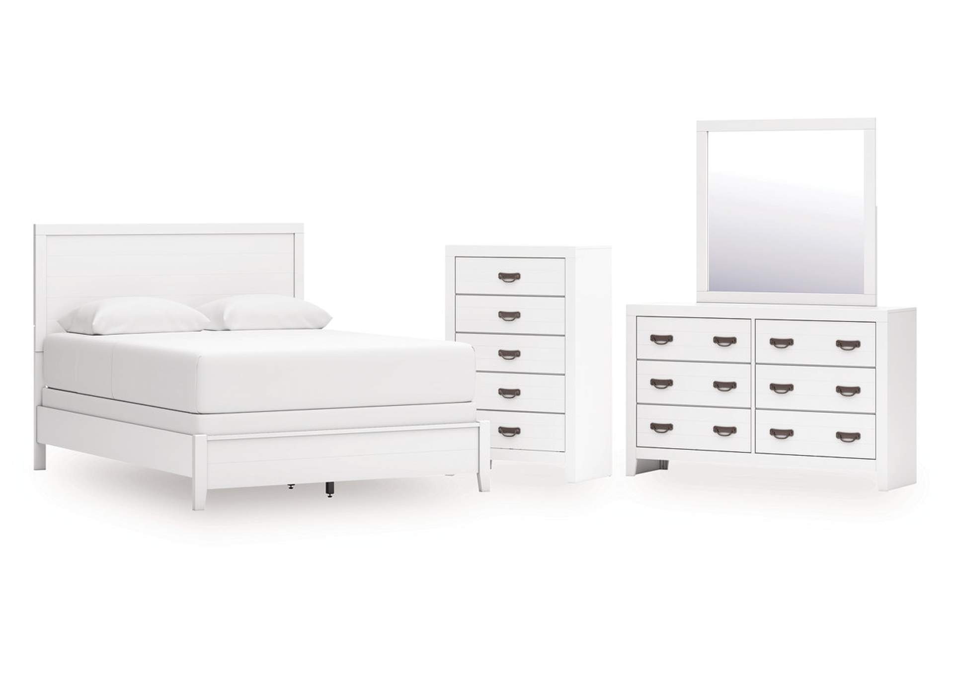Binterglen Queen Panel Bed with Mirrored Dresser and Chest image 1
