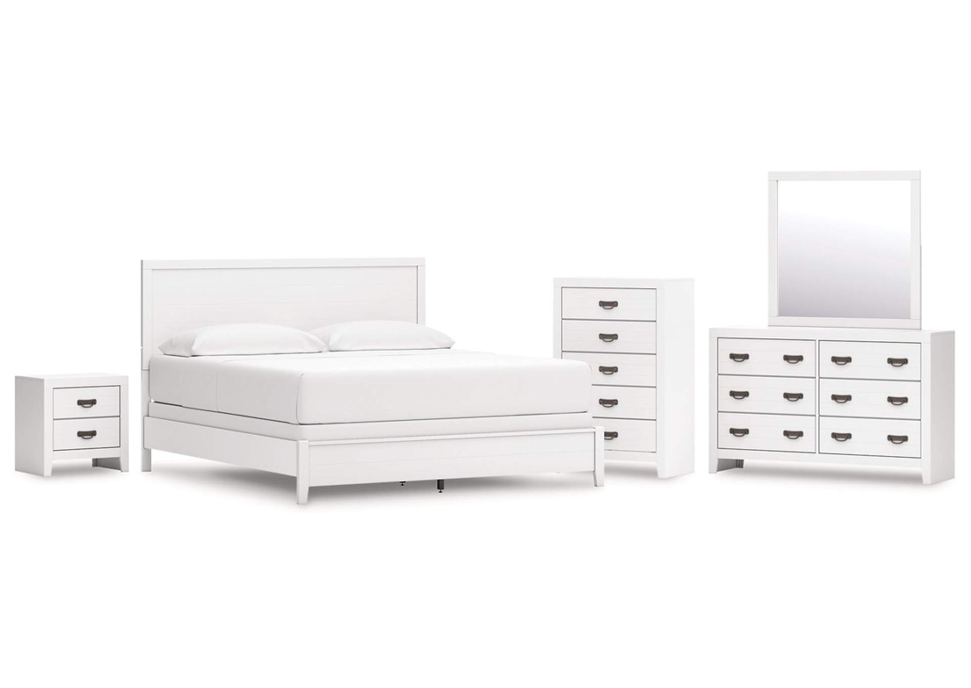 Binterglen California King Panel Bed with Mirrored Dresser, Chest and Nightstand image 1