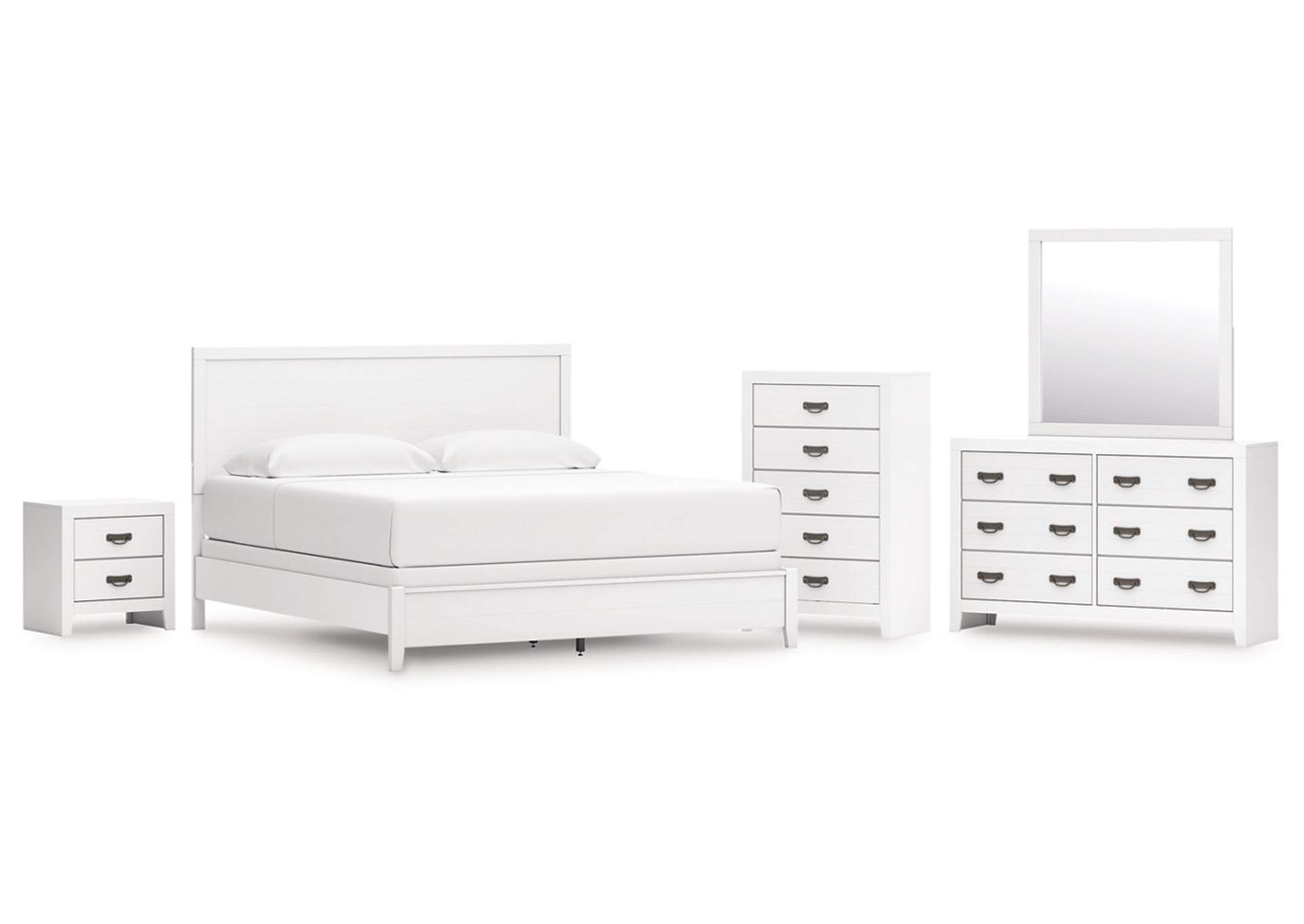 Binterglen King Panel Bed with Mirrored Dresser, Chest and Nightstand image 1