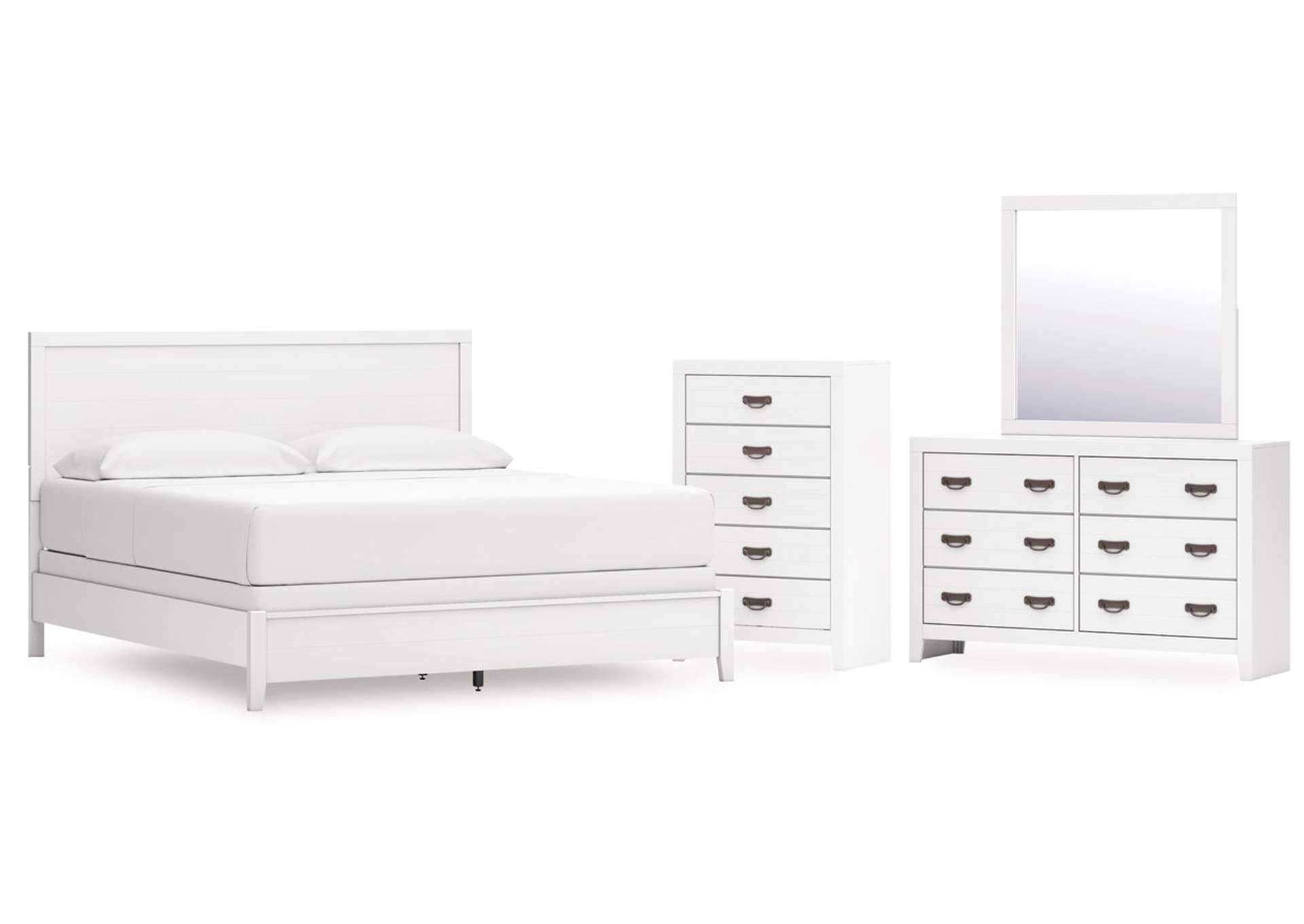Binterglen California King Panel Bed with Mirrored Dresser and Chest image 1