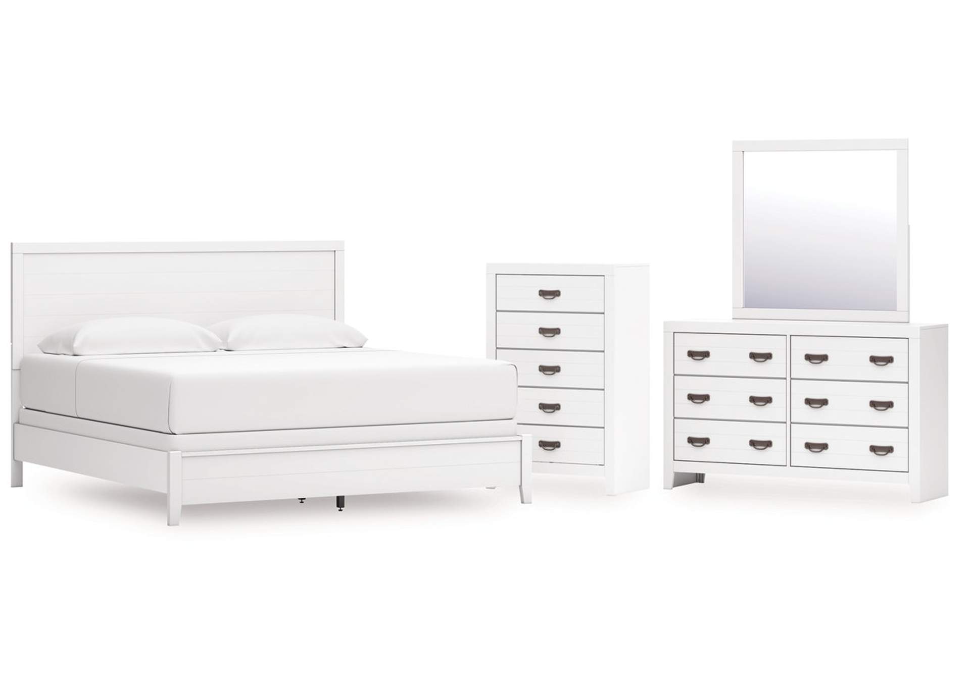 Binterglen King Panel Bed with Mirrored Dresser and Chest image 1