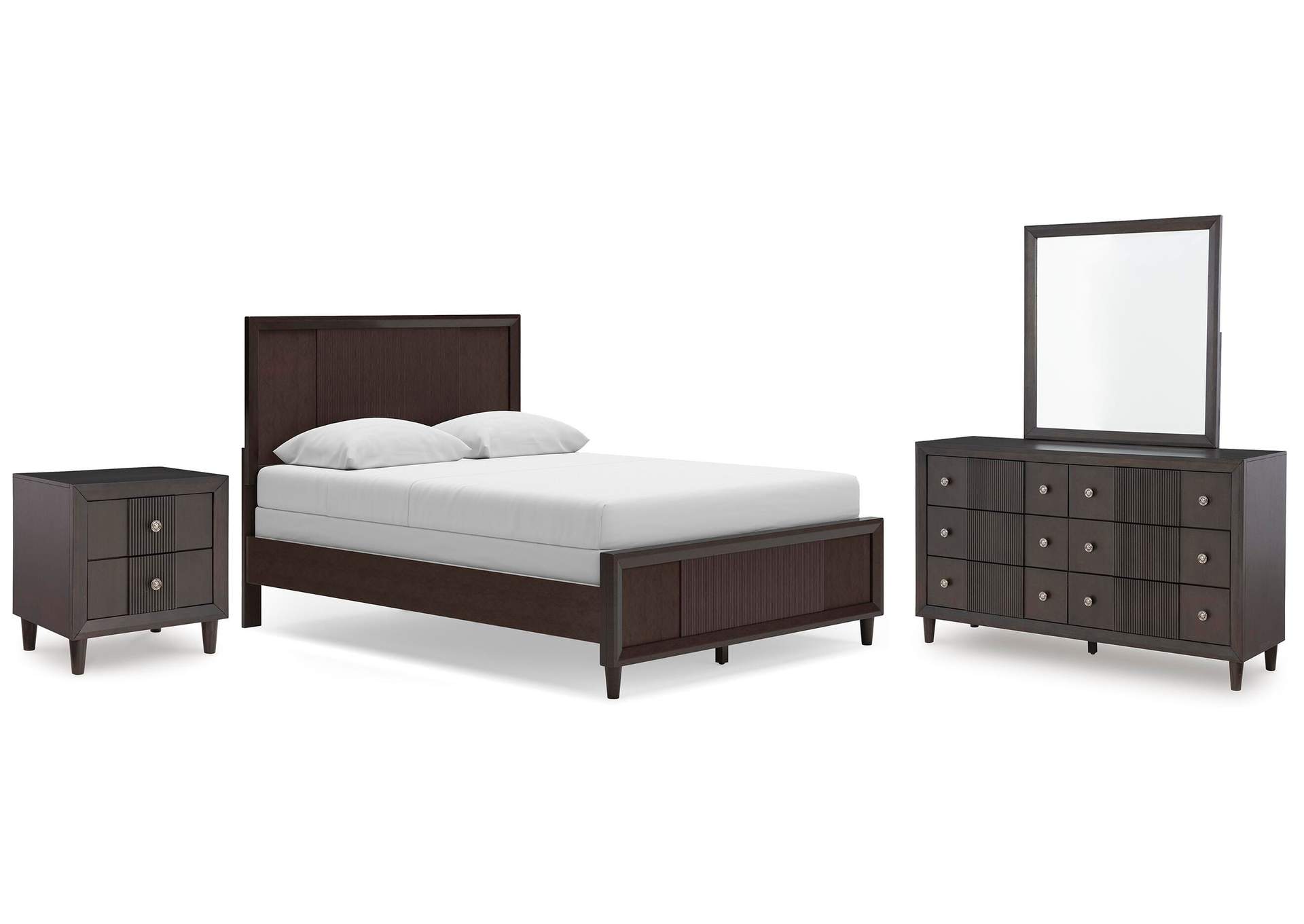 Urbantrack Queen Panel Bed with Mirrored Dresser and Nightstand image 1