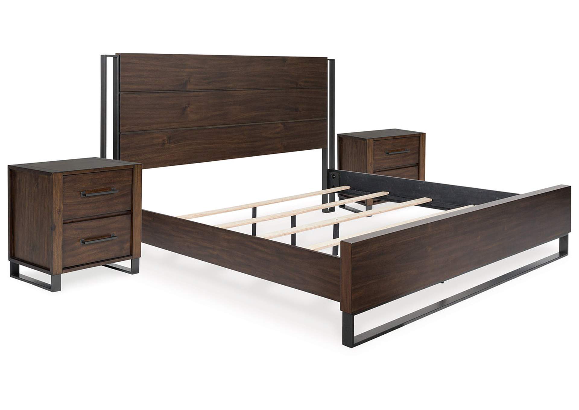 Zumbado California King Panel Bed with 2 Nightstands