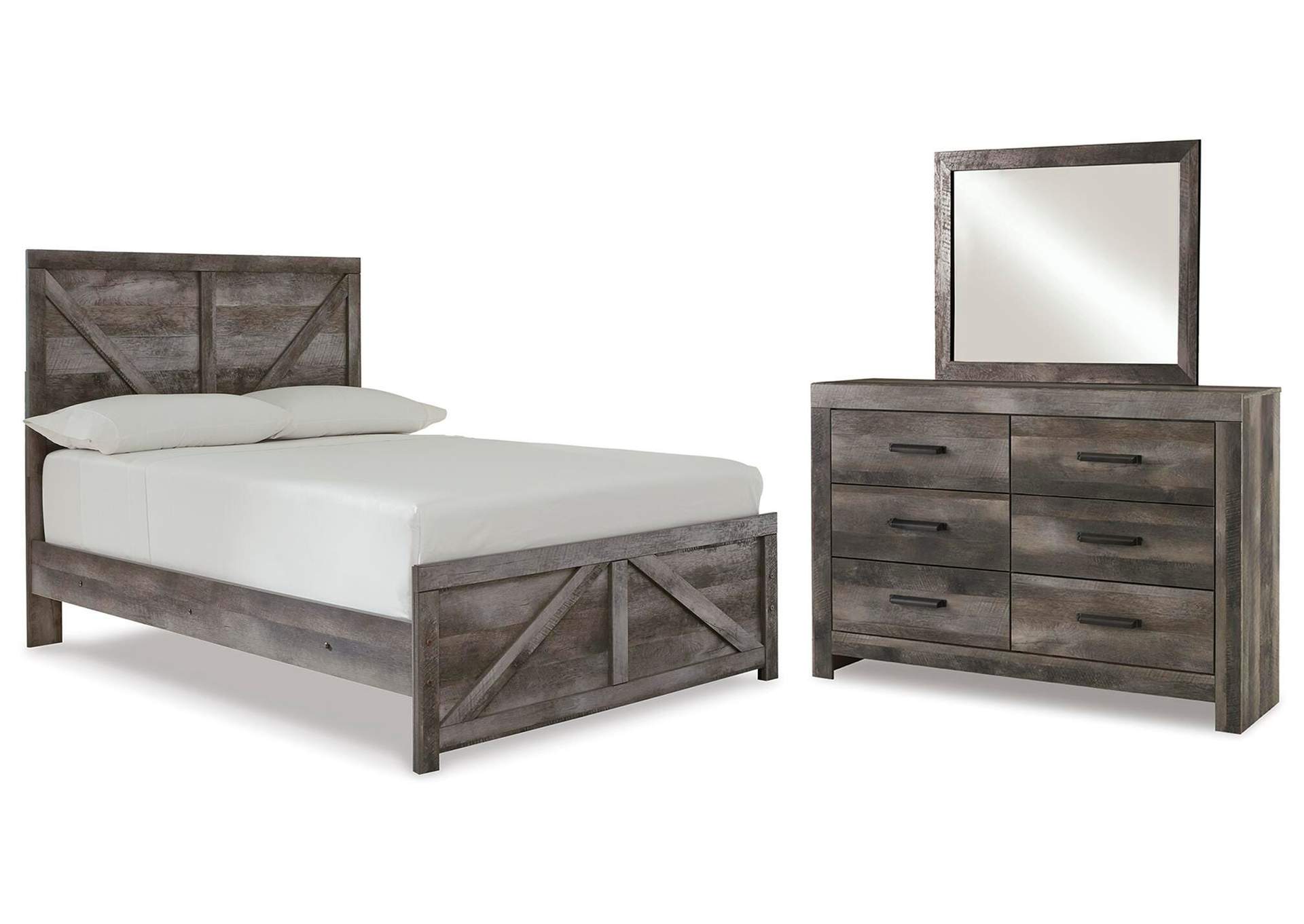 Wynnlow Full Crossbuck Panel Bed, Dresser and Mirror image 1